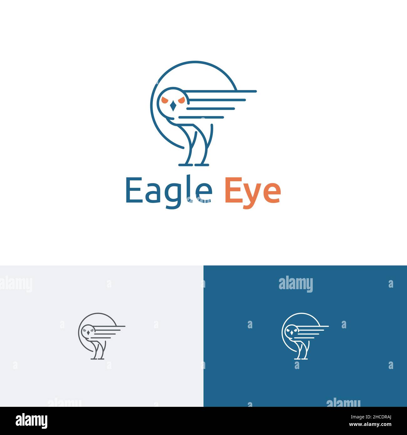 Hawk Eagle Eye Falcon Predator Bird Monoline Logo-Vorlage Stock Vektor