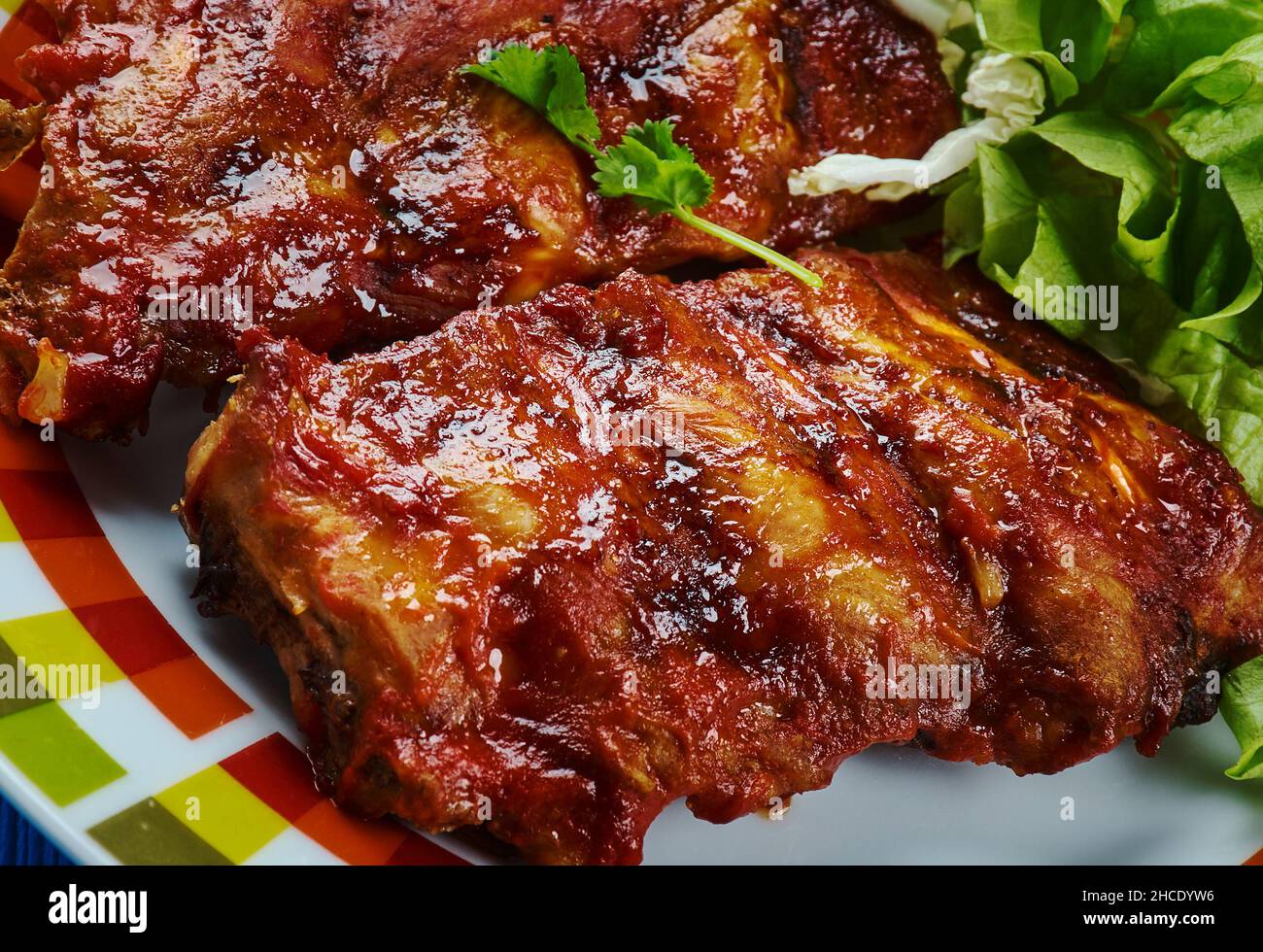 LA-Stil gegrilltes Rindfleisch kurze Rippen LA Galb American California Rezepte Stockfoto