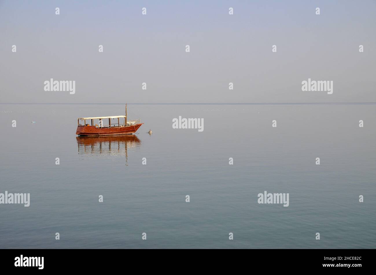 Die Hoffnung Boot. Replik von Jesus' Boot. Altes, hölzernes Boot in den See von Galiläa, ungedeckte datiert in die Zeit von Jesus Christus. Die ursprüngliche Boot ist auf Dis Stockfoto