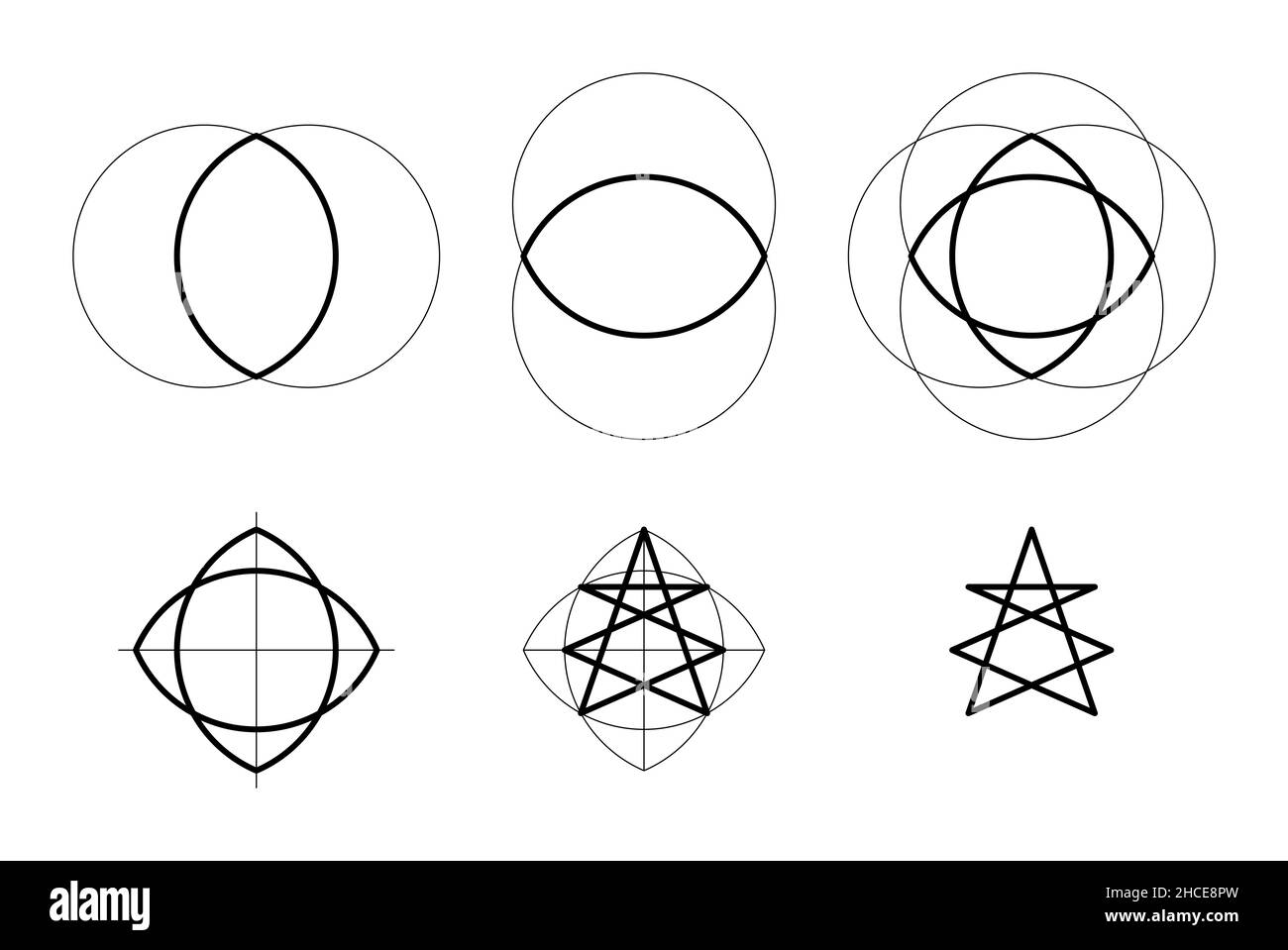 Mystic Lamb Symbol, entwickelt aus zwei überlappenden Vesica piscis. Im Buch der Offenbarung erscheint der Christus als mystisches Lamm. Stockfoto