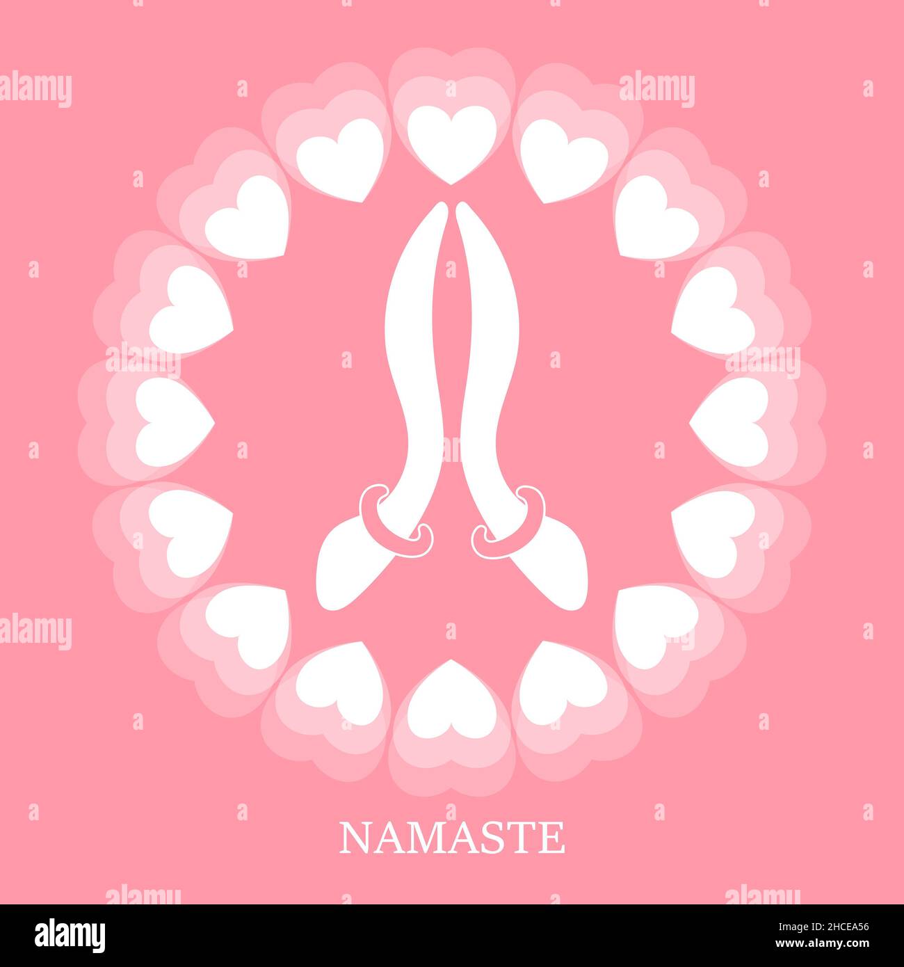 Illustration Hände gefaltet in einer namaste Grußpose auf Stockfoto