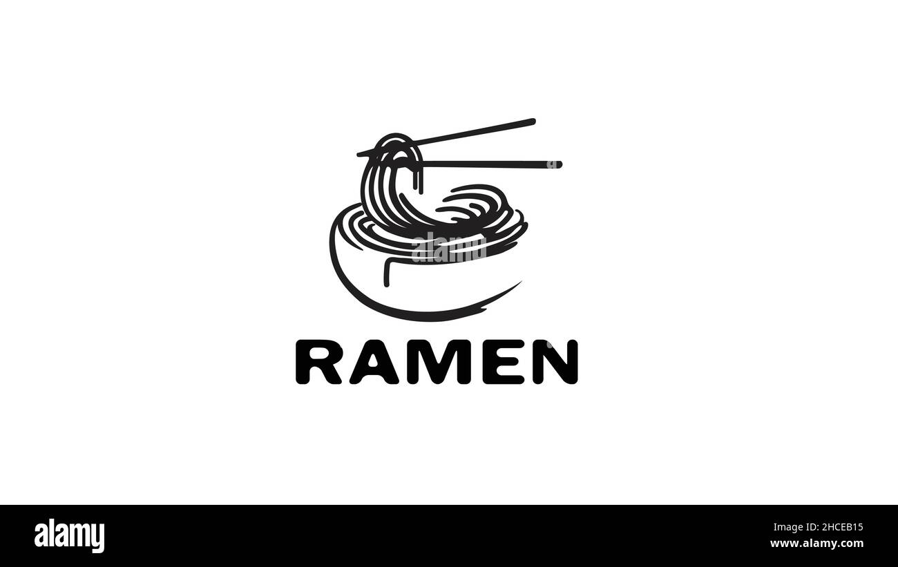 Creative Macaroni Pasta Spaghetti Ramen Rezept Logo Vector Stock Vektor