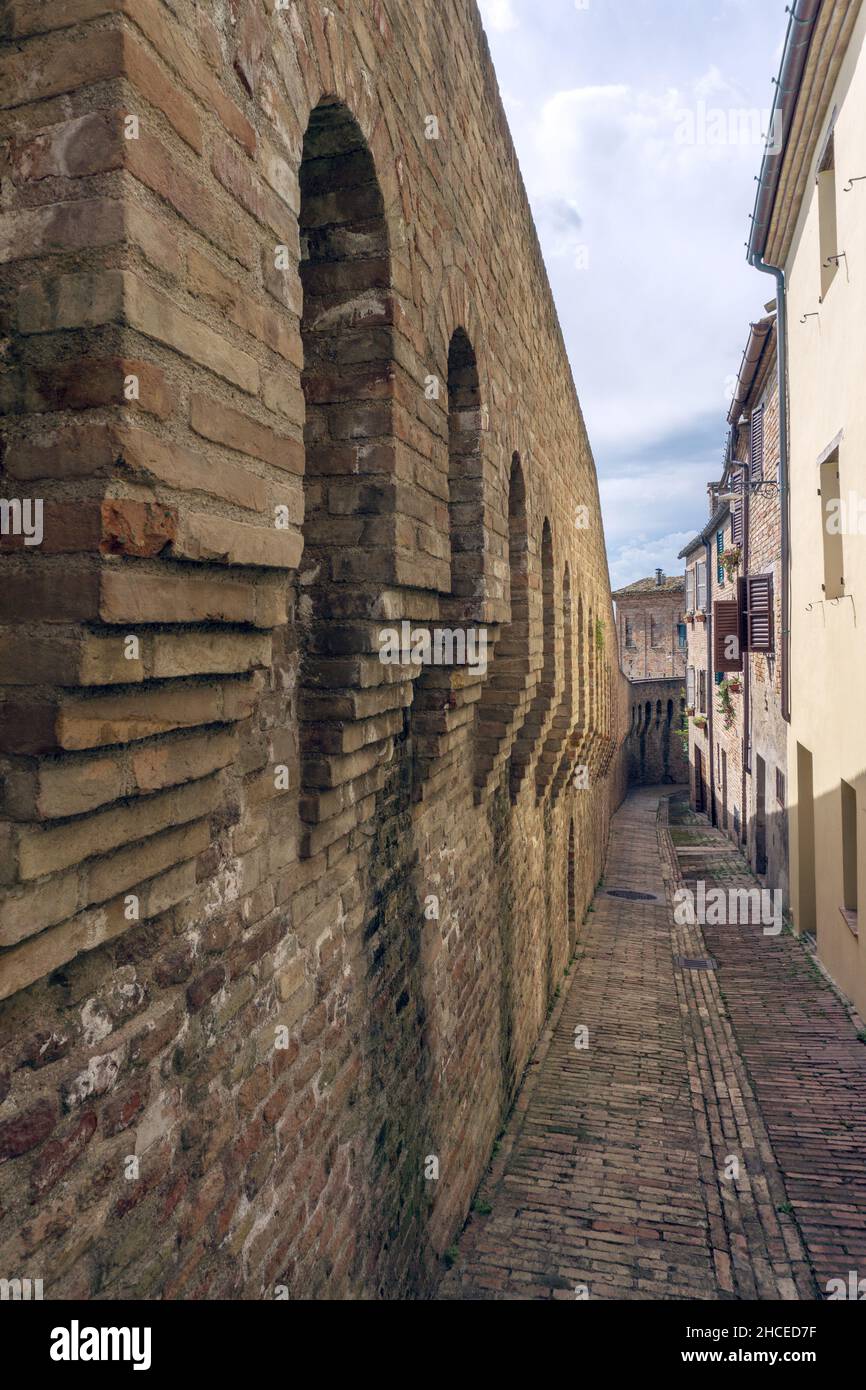 Mauern des Knackers, Corinaldo Dorf, Marken, Italien, Europa Stockfoto