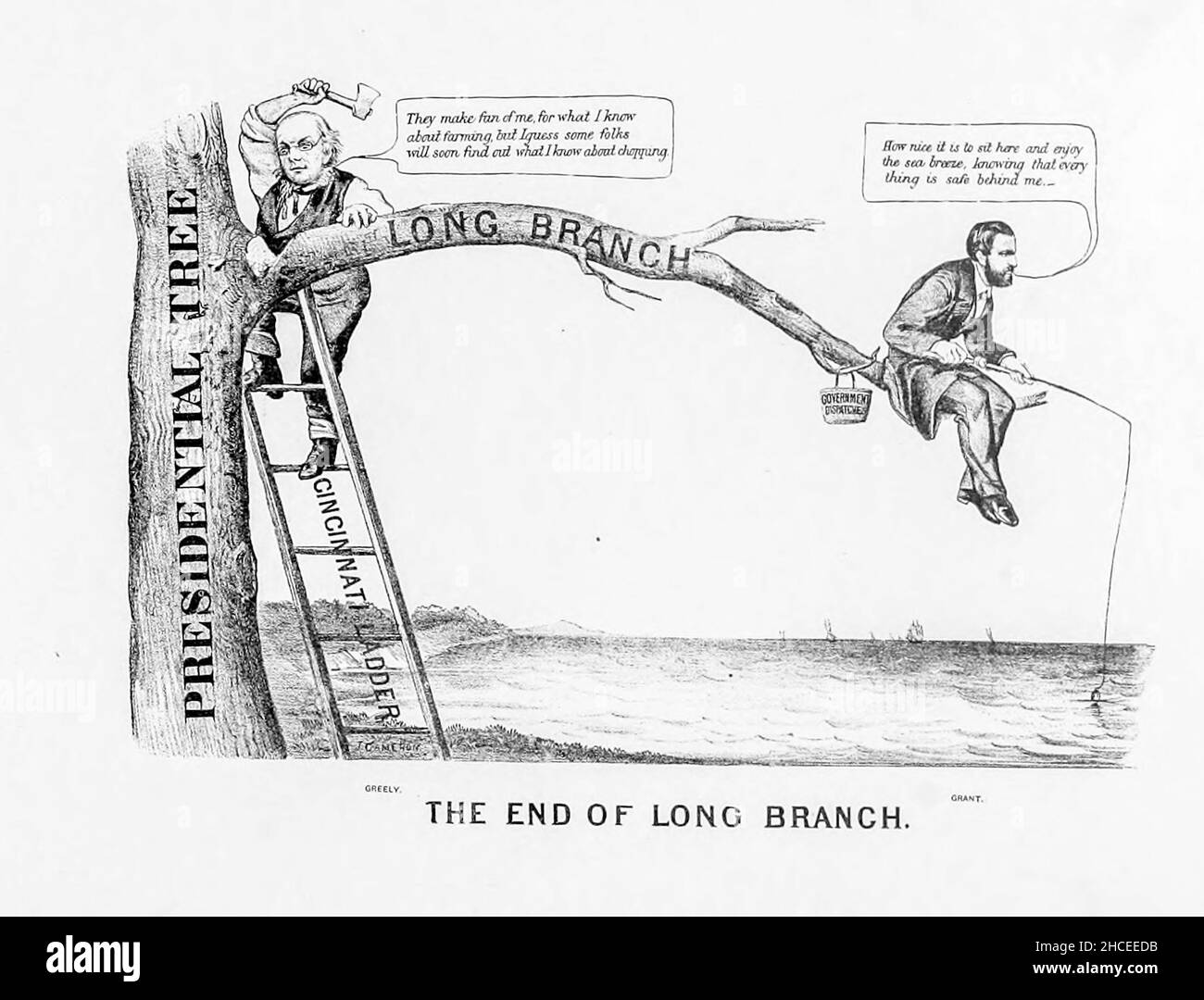 The End of Long Branch aus einer Sammlung von Karikaturen zum Bürgerkrieg, die 1892 auf Heavy Plate Paper veröffentlicht wurde Stockfoto