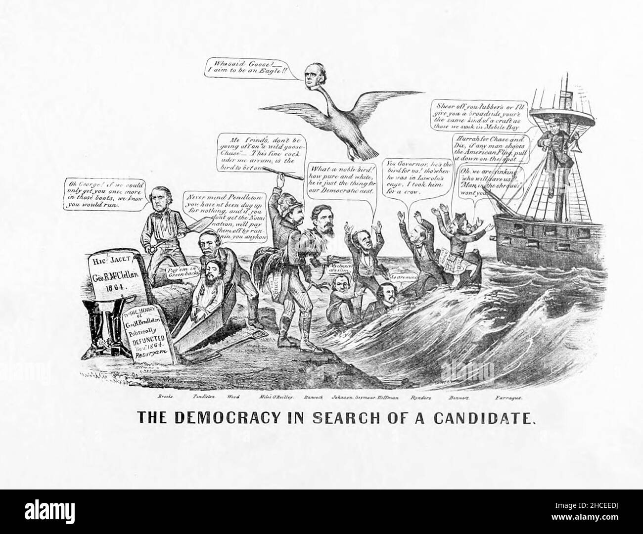 The Democracy in Search of a Candidate aus einer Sammlung von Karikaturen zum Bürgerkrieg, die 1892 auf Heavy Plate Paper veröffentlicht wurde Stockfoto