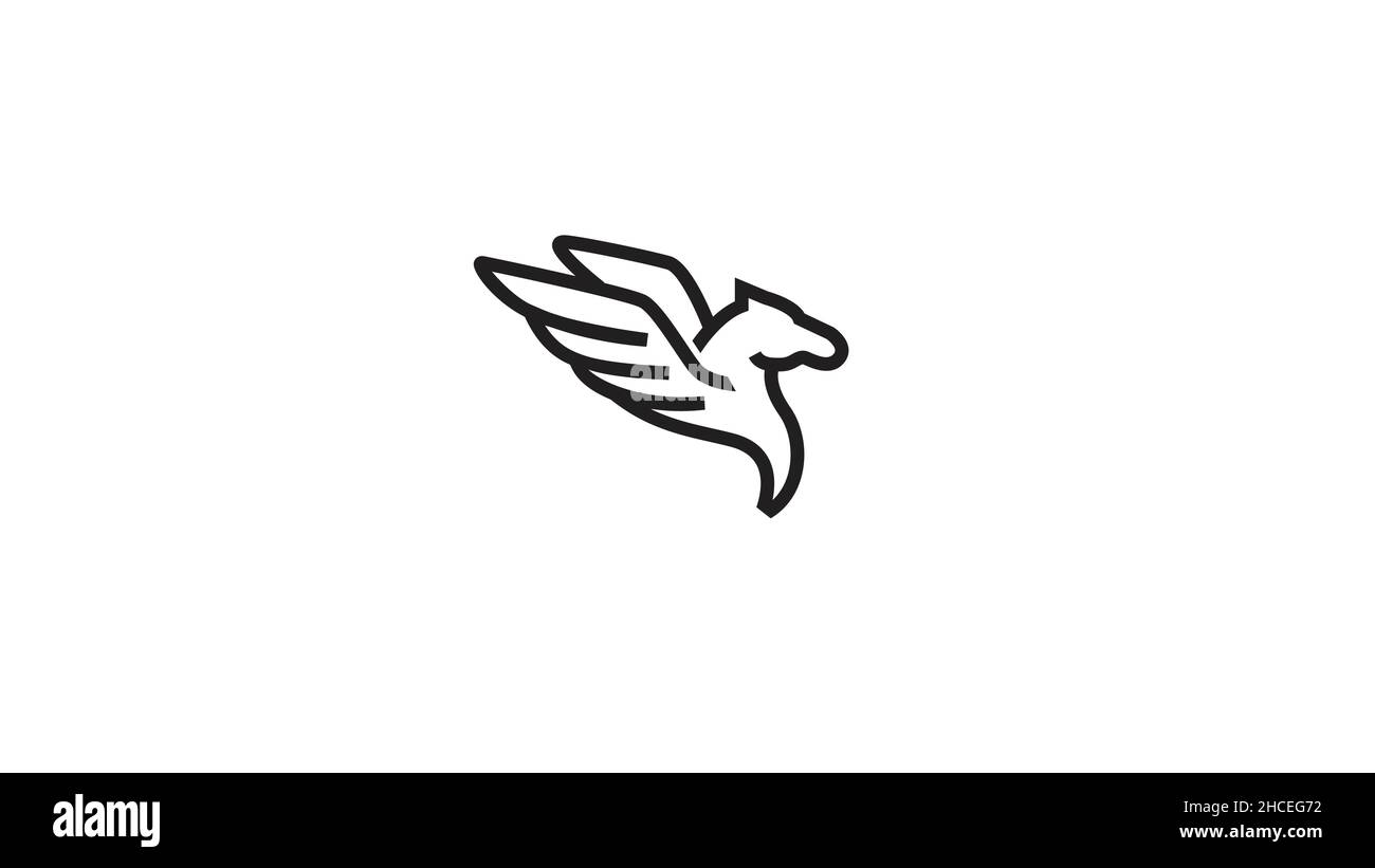 Abbildung: Weißes Pferd Pegasus Wings Vektor-Logo-Symbol-Design Stock Vektor