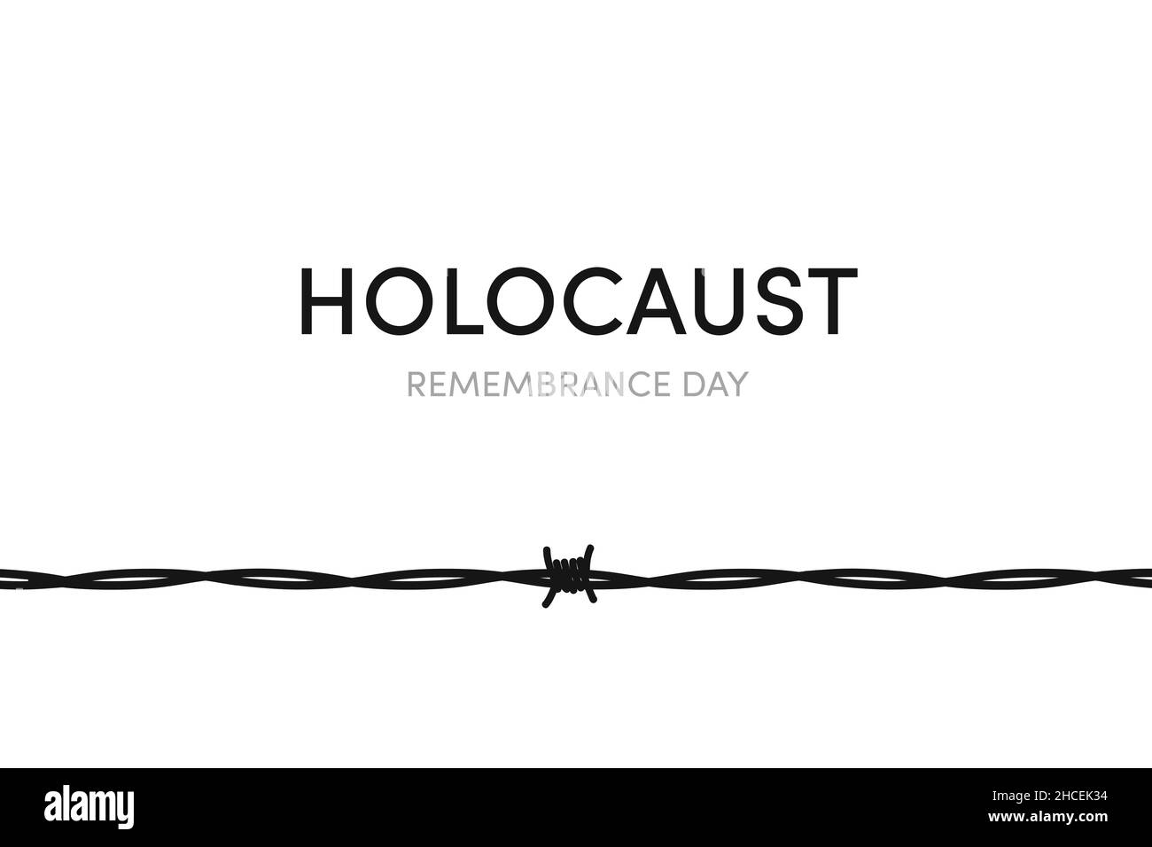Illustration zum Holocaust-Gedenktag. Stacheldraht auf weißem Hintergrund. Erinnern Sie sich an International Holocaust Day Poster, Tapete. Januar 27 Stockfoto