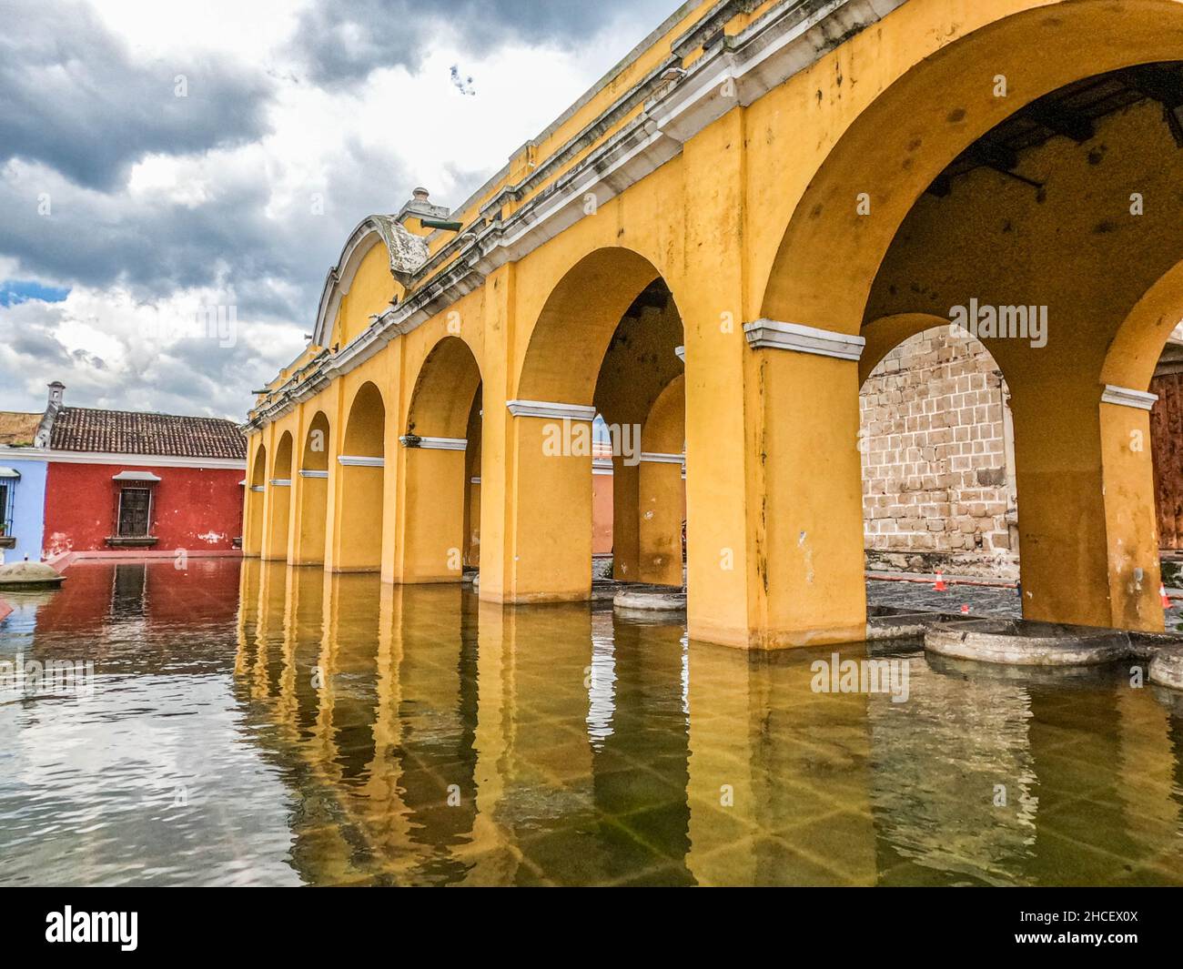 La Union Wasserbehälter Ruinen, Antigua, Guatemala Stockfoto