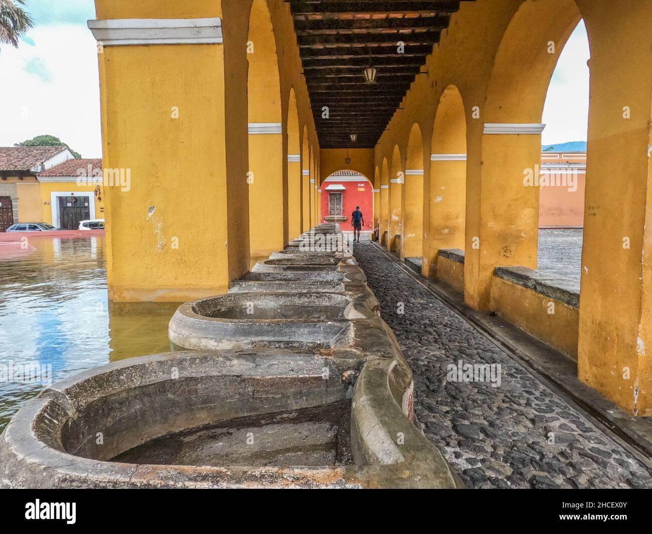 La Union Wasserbehälter Ruinen, Antigua, Guatemala Stockfoto