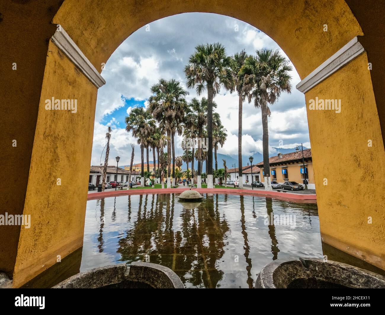 La Union Wasserbehälter Ruinen, Antigua, Guatemala Stockfoto