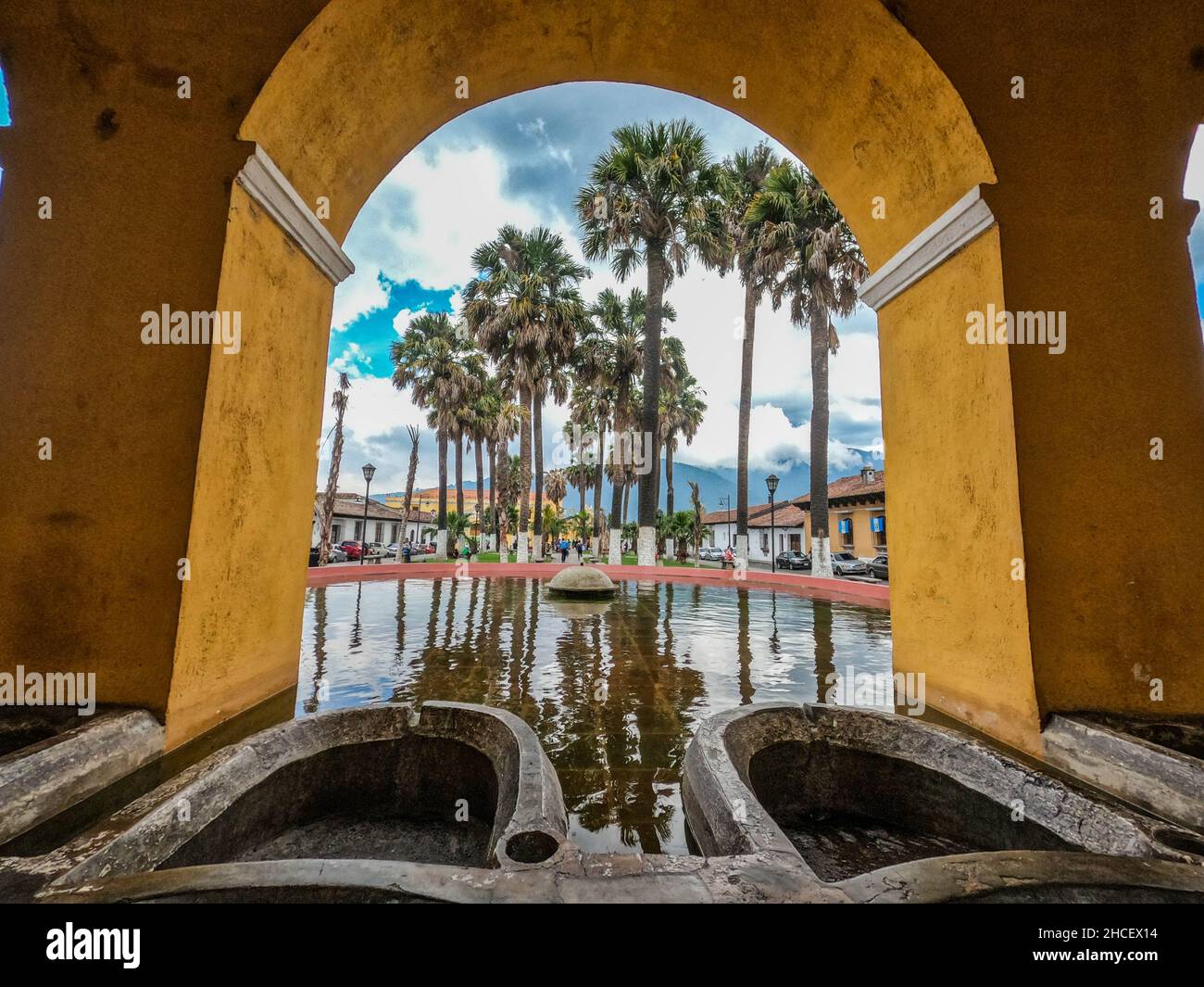La Union Wasserbehälter Ruinen, Antigua, Guatemala Stockfoto