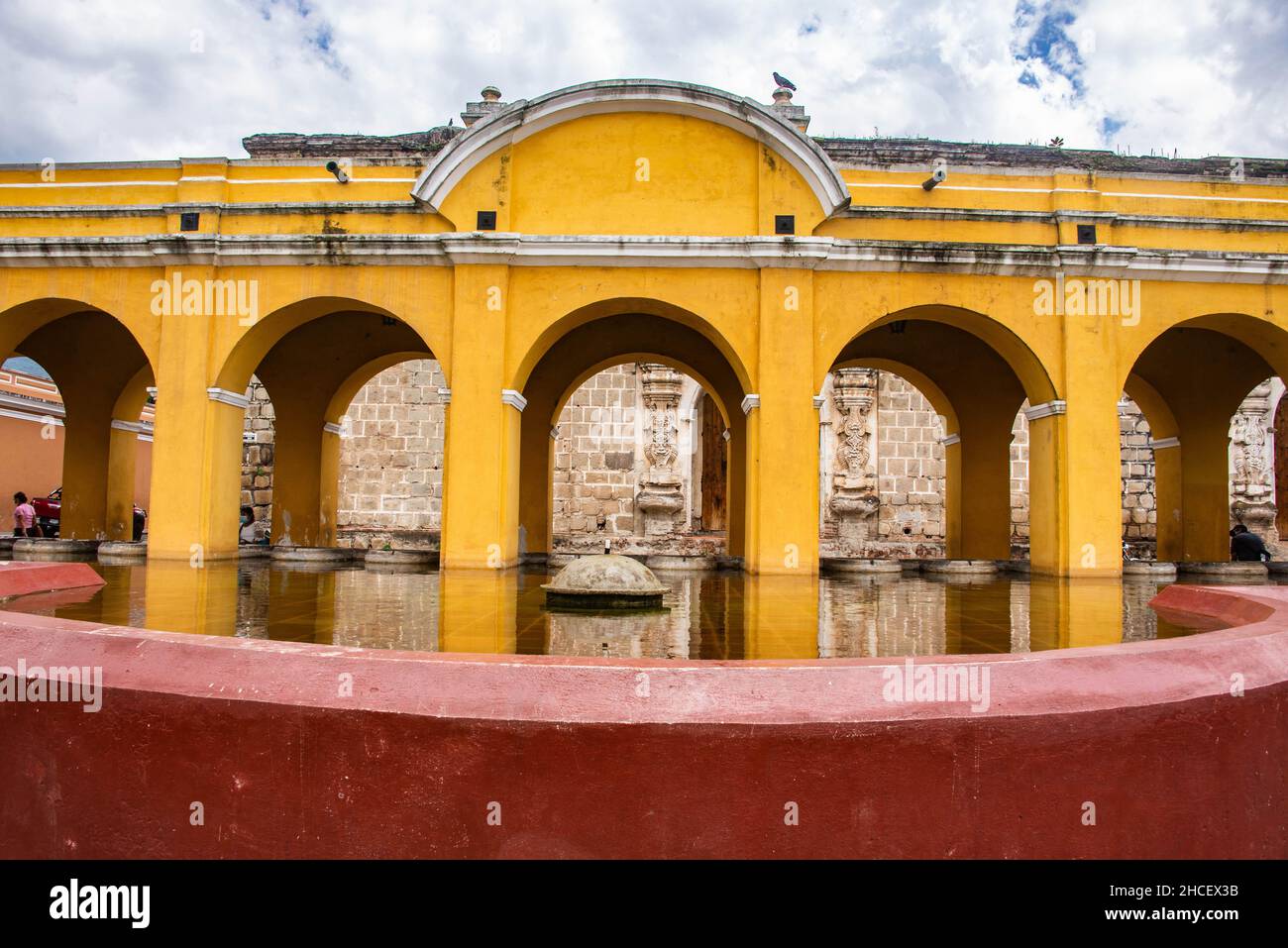 La Union Wasserbehälter Ruinen, Antigua, Guatemala Stockfoto