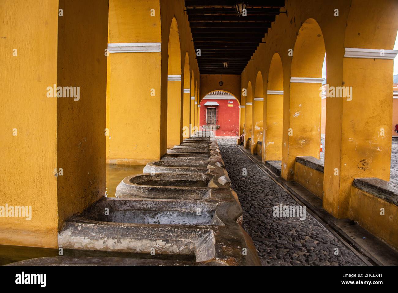 La Union Wasserbehälter Ruinen, Antigua, Guatemala Stockfoto