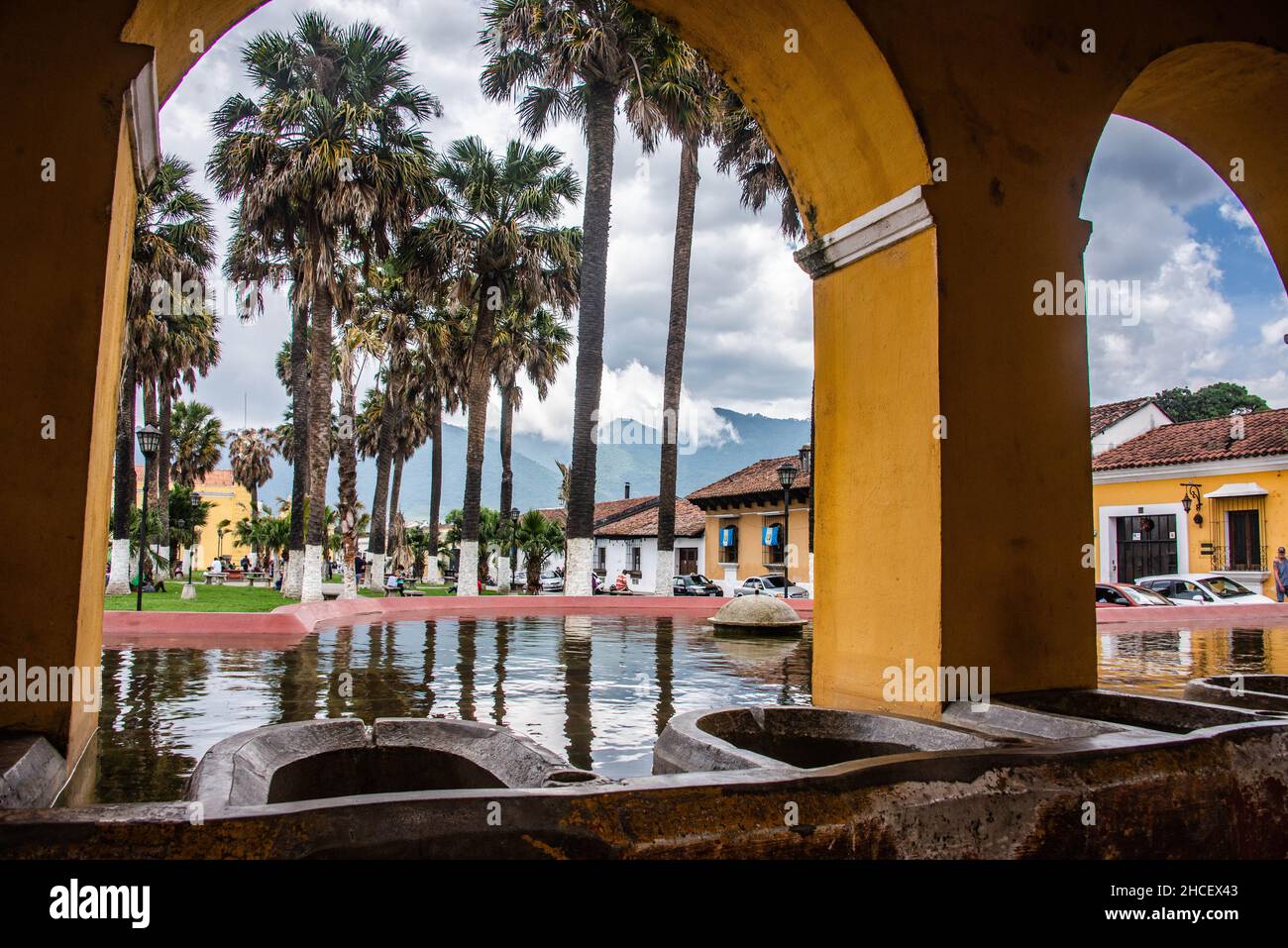 La Union Wasserbehälter Ruinen, Antigua, Guatemala Stockfoto