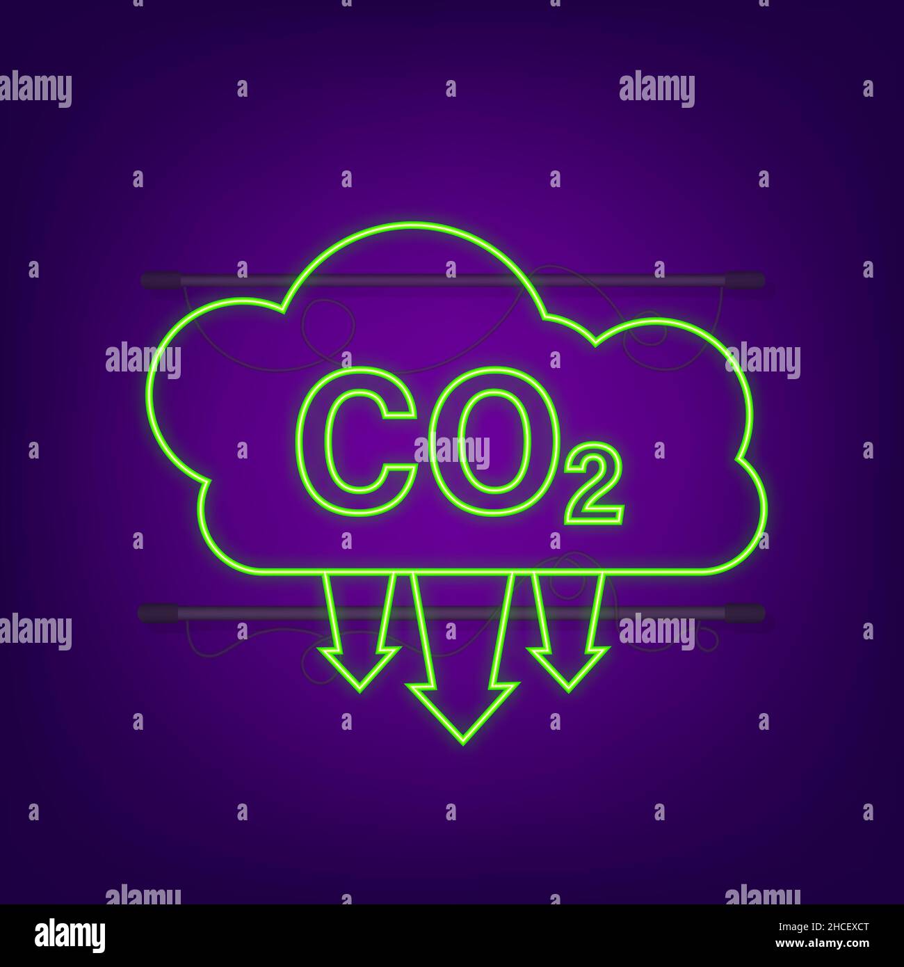 CO2 Logo im Neon-Stil isoliert auf leerem Hintergrund. Flaches Symbol auf weißem Hintergrund. Vektorlogo. Stock Vektor