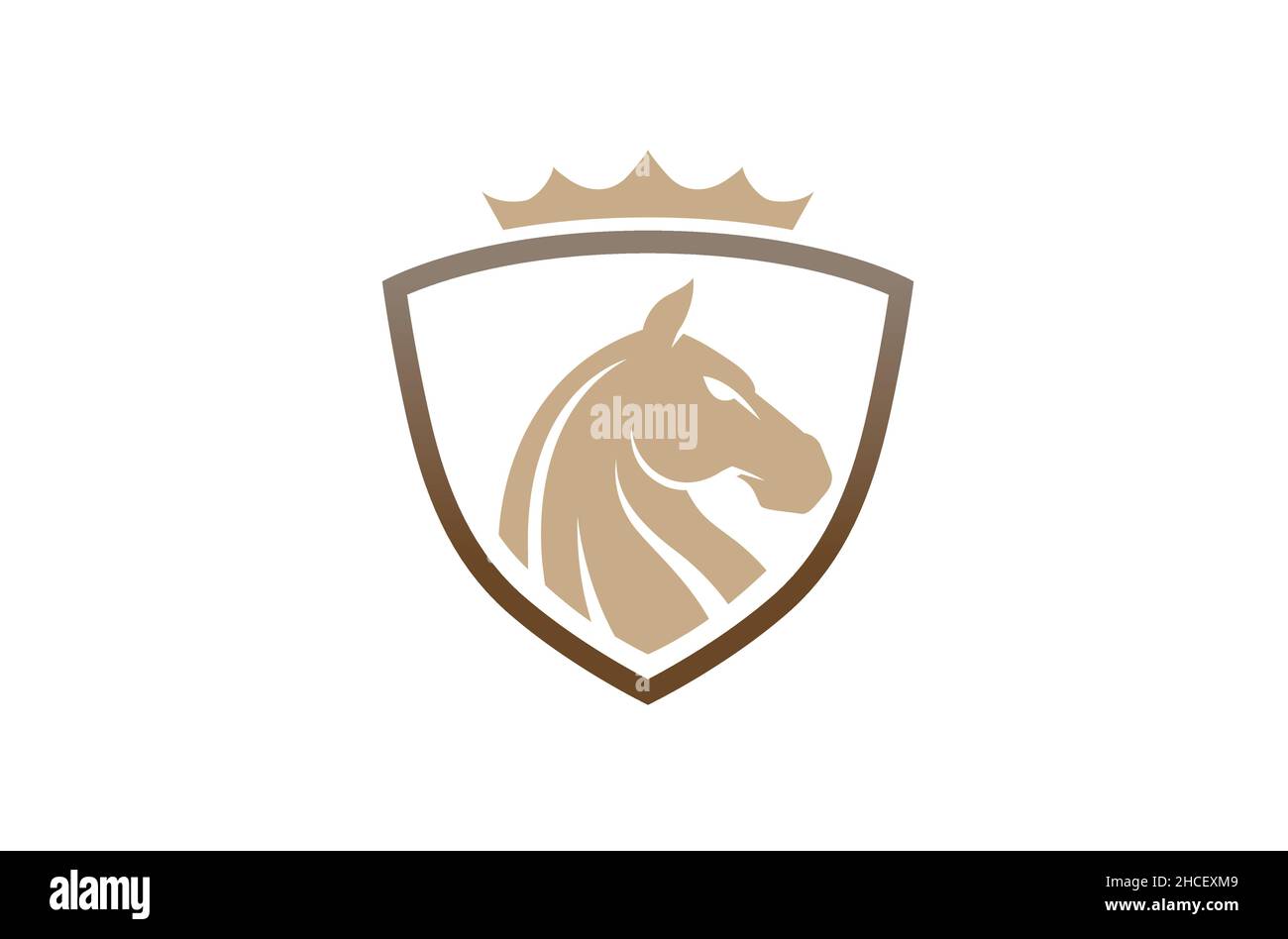 Kreative Pferd Shield Crown Logo Design Symbol Vektor Illustration Stock Vektor