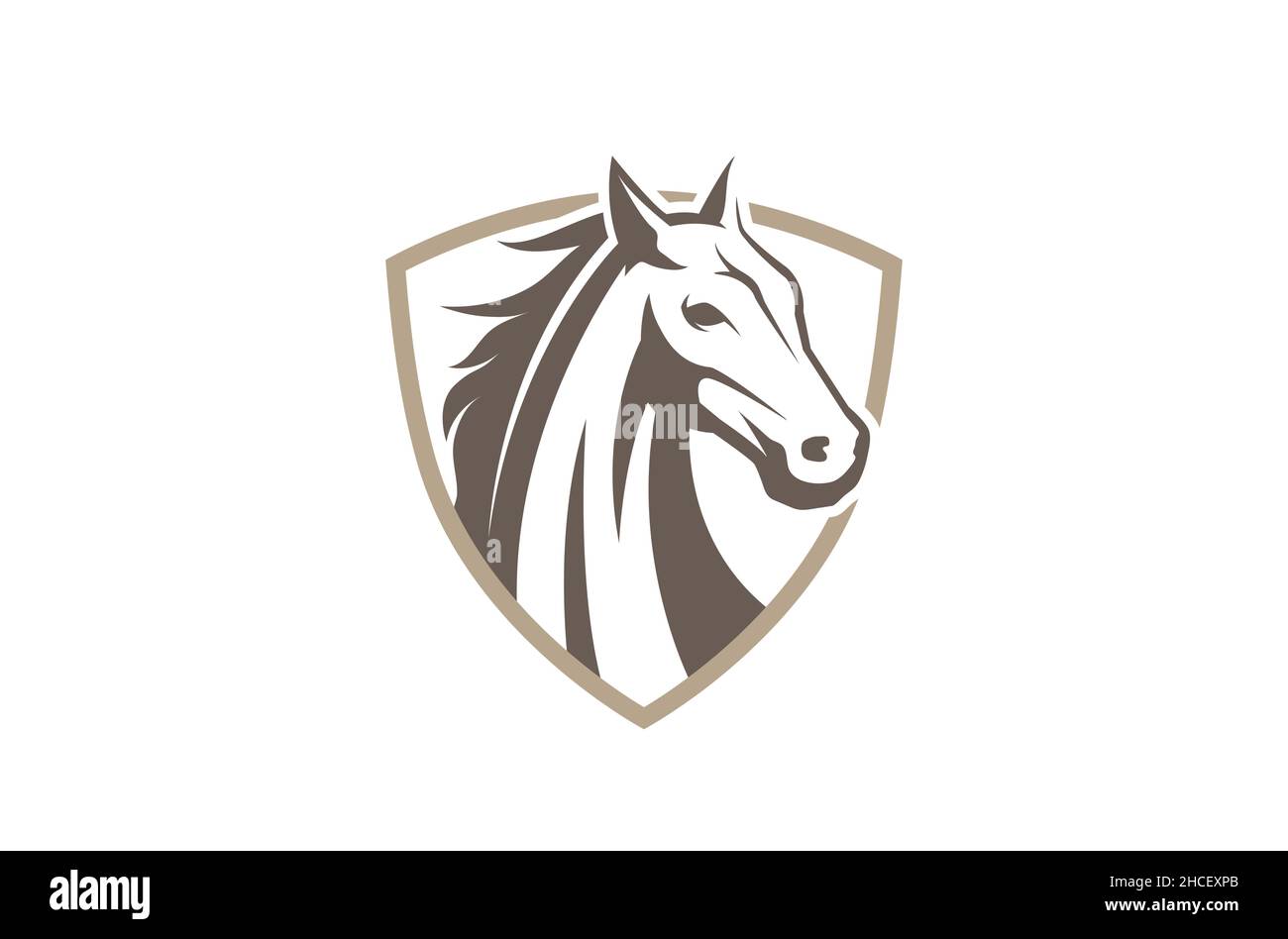 Kreative Pferd Shield Logo Design Symbol Vektor Illustration Stock Vektor