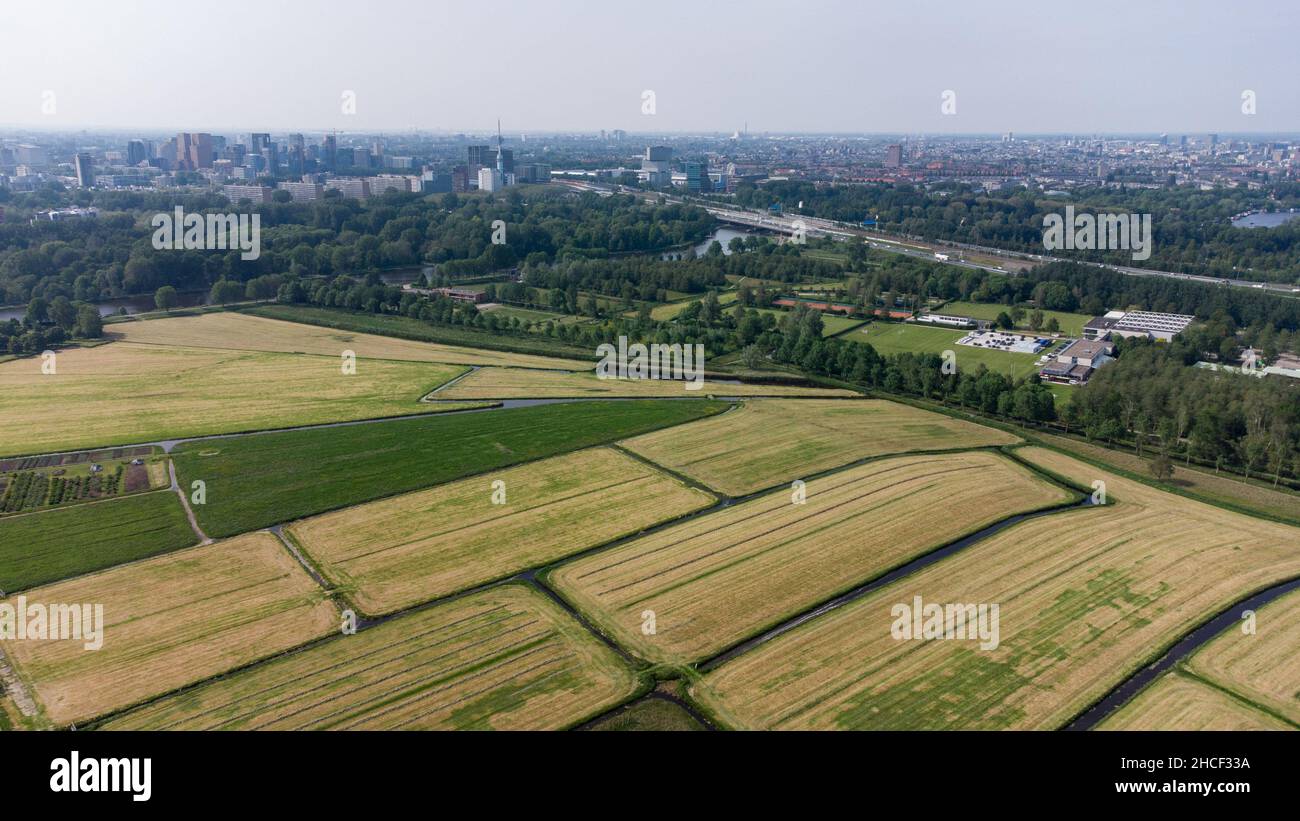 Niederlande, Holland, Amsterdam Zuid, 2021-06-04. Luftaufnahme des Südens von Amsterdam. Niederlande. Foto von Martin Bertrand. Pays-Bas, Hol Stockfoto