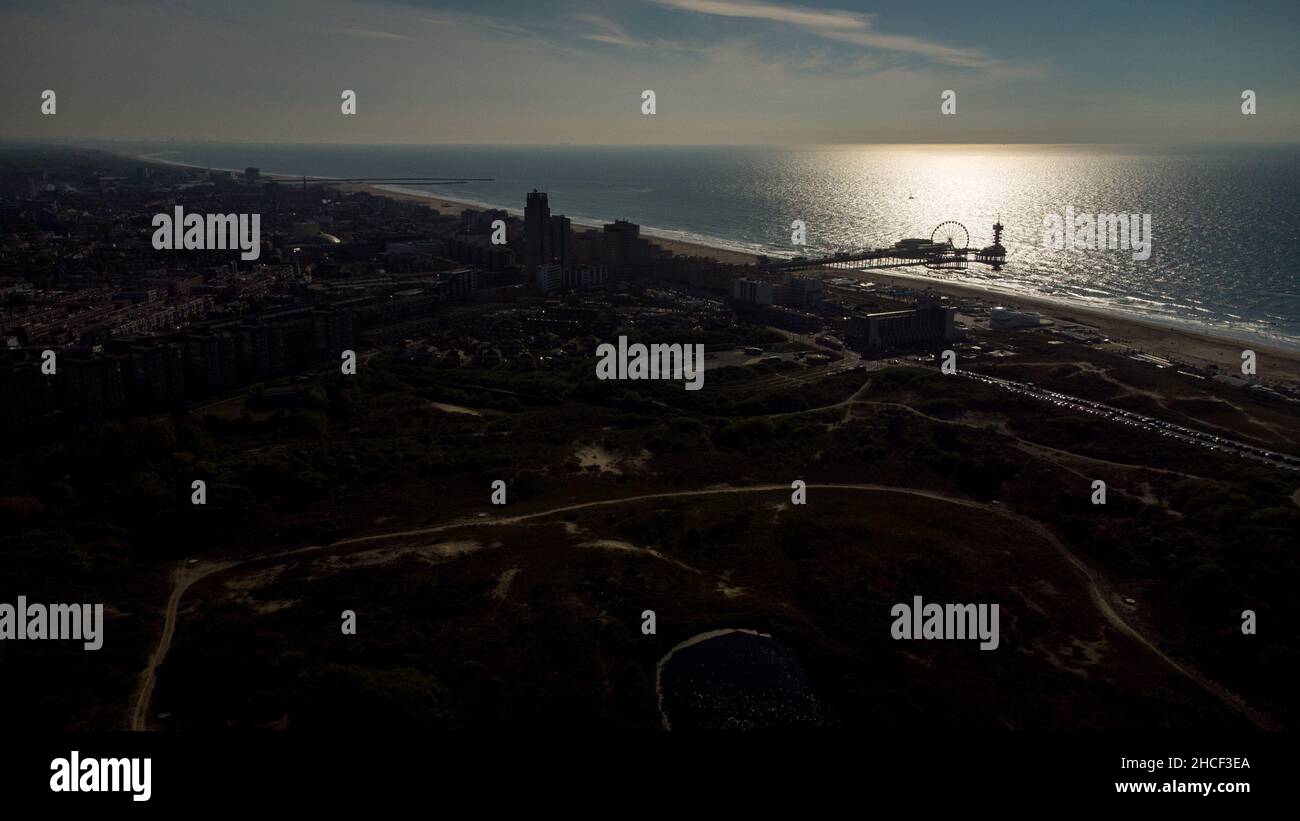Niederlande, Holland, Den Haag, Scheveningen, 2021-05-28. Luftaufnahme von Scheveningen in Den Haag, Niederlande. Foto von Martin Bertrand. Zahlt- Stockfoto
