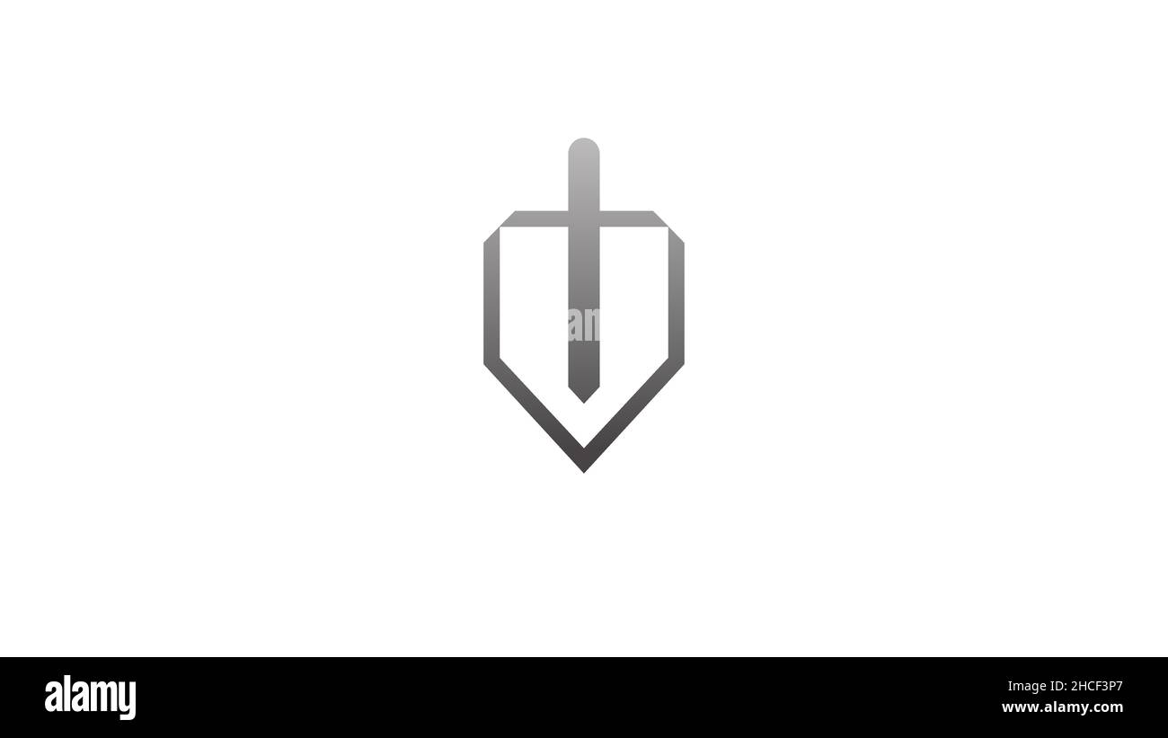 Kreatives Schild-Schwert-Logo-Vektordesign Stock Vektor