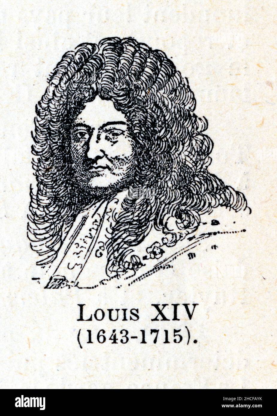 Louis XIV, dit « le Grand » ou « le ROI-Soleil », né le 5 septembre 1638 au château Neuf de Saint-Germain-en-Laye et mort le 1ᵉʳ septembre 1715 à vers Stockfoto
