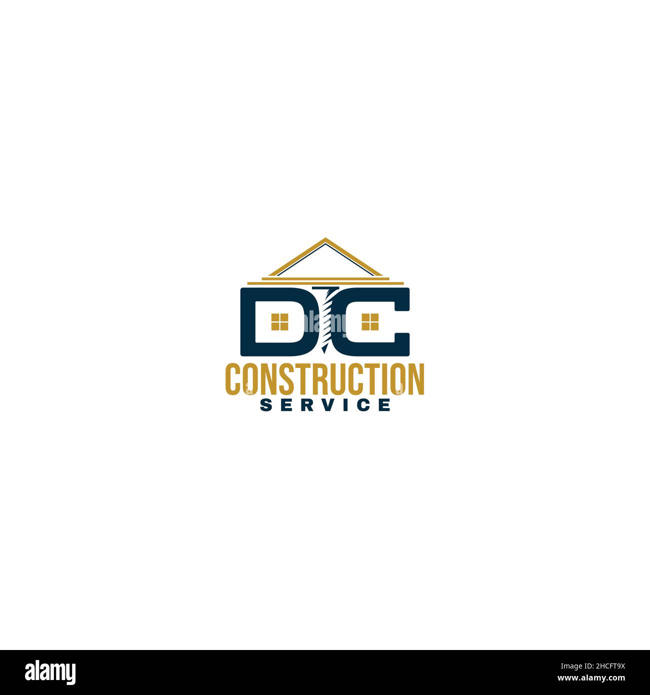 Flat Initial DC Constructions Service Logo Design Stock Vektor