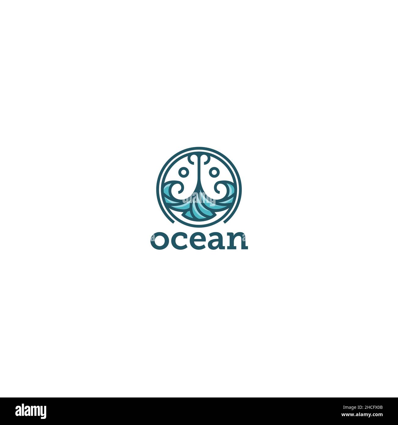 Minimalistisches Design Ocean view Beauty Logo Design Stock Vektor