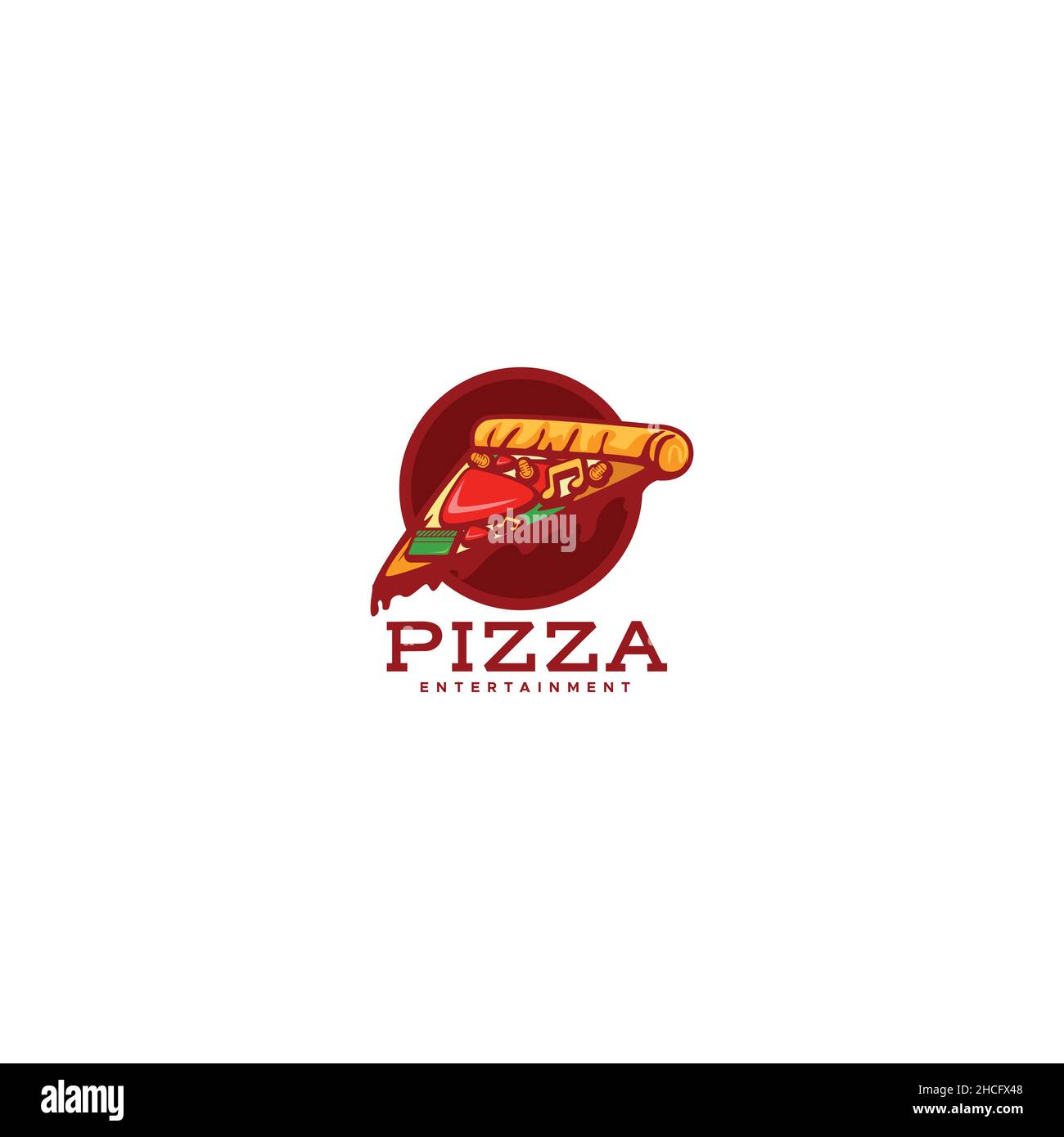 Minimalistisches Design Pizza Entertainment Logo-Design Stock Vektor