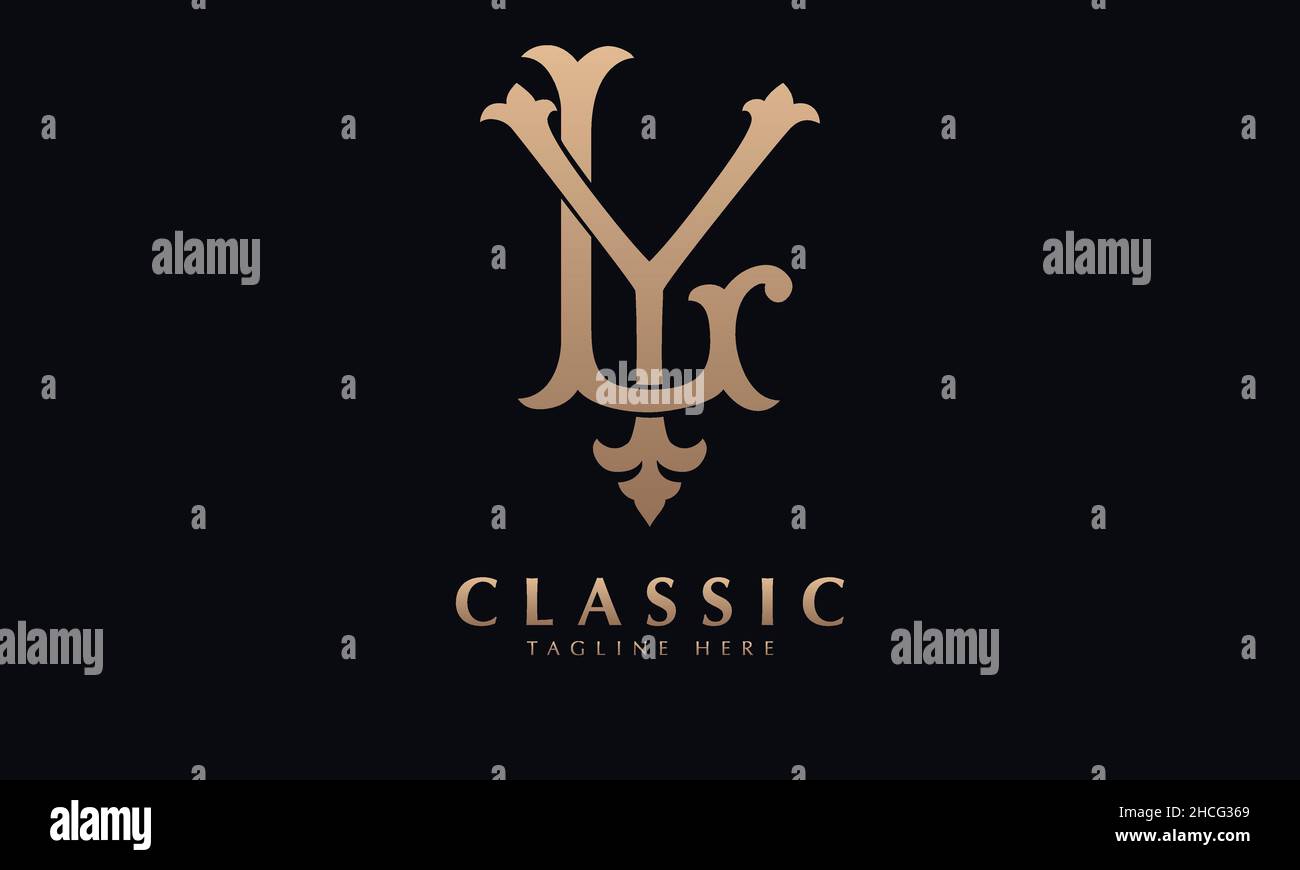 Alphabet LY oder YL Illustration Monogramm Vektor-Logo-Vorlage in klassischen Luxus-Stil und schwarzem Hintergrund Stock Vektor