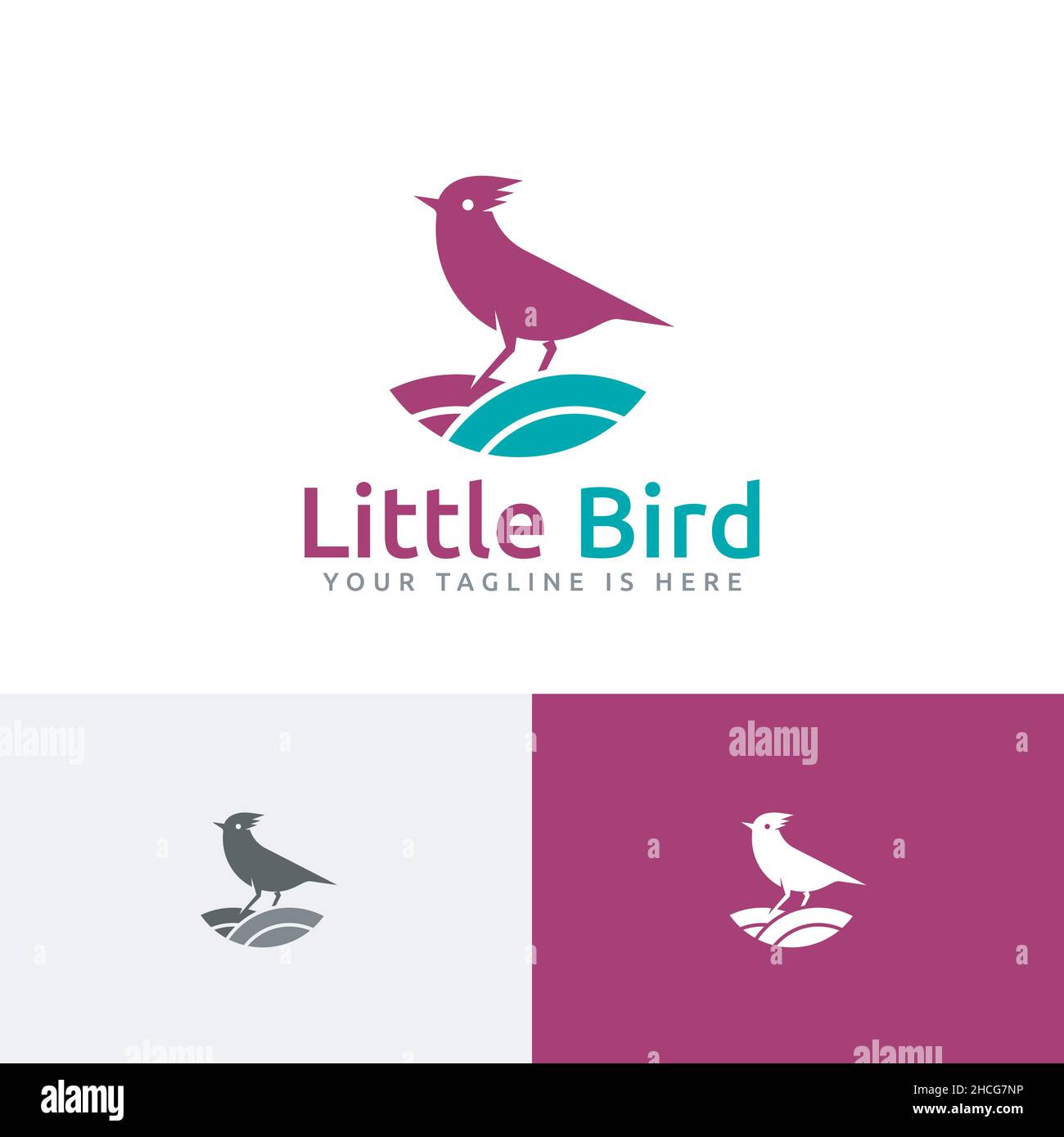 Niedliche Kleine Vogel Nest Sound Natur Frieden Einfaches Logo Stock Vektor