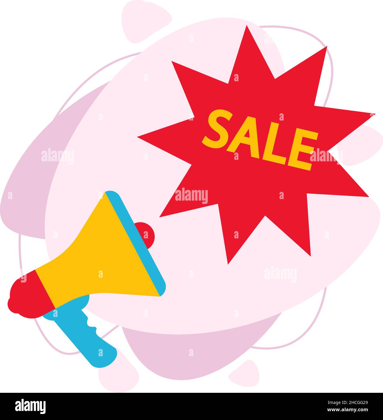 Den Lautsprecher. Entwerfen Sie eine Vorlage für Verkäufe, Rabatte, Werbeaktionen. Stock Vektor