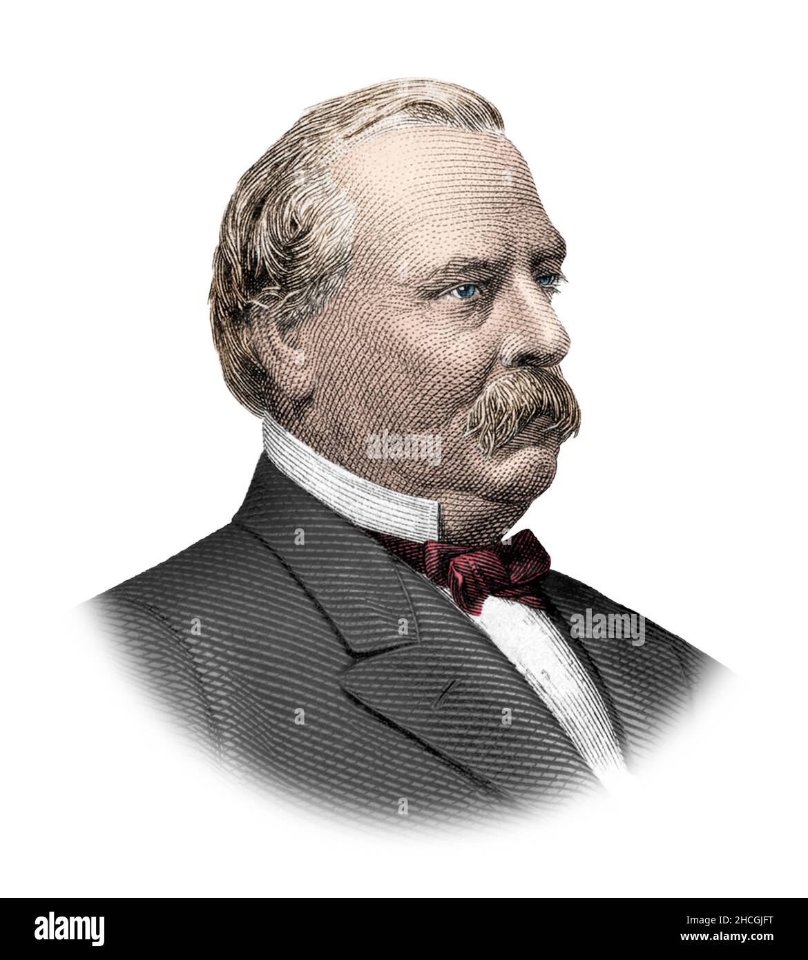 Grover Cleveland Portrait isoliert auf weißem Hintergrund Stockfoto