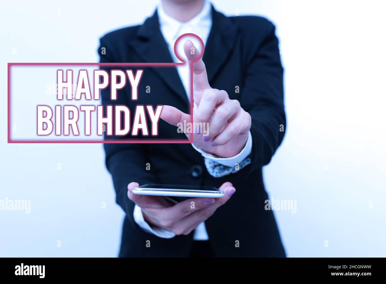 Konzeptionelle Bildunterschrift Alles Gute zum Geburtstag. Business Showcase das Geburtsjubiläum einer Person wird mit Geschenken zur Präsentation neuer Technologieideen gefeiert Stockfoto