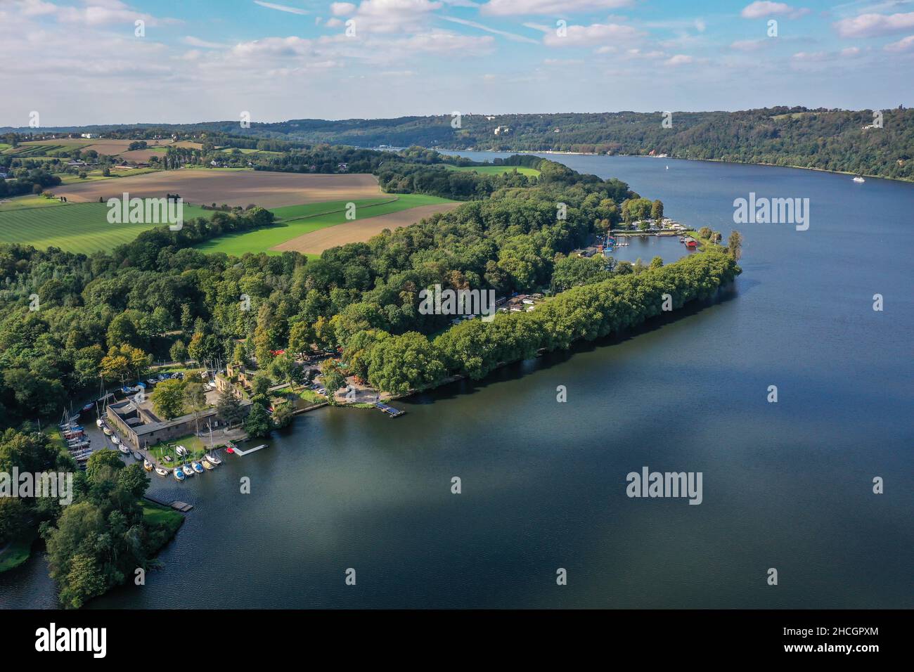 Essen, Ruhrgebiet, Nordrhein-Westfalen, Deutschland - Baldeneysee, vor Haus Scheppen. Das Haus Scheppen ist ein ehemaliges herrschaftliche Feudalgut der Werden A Stockfoto