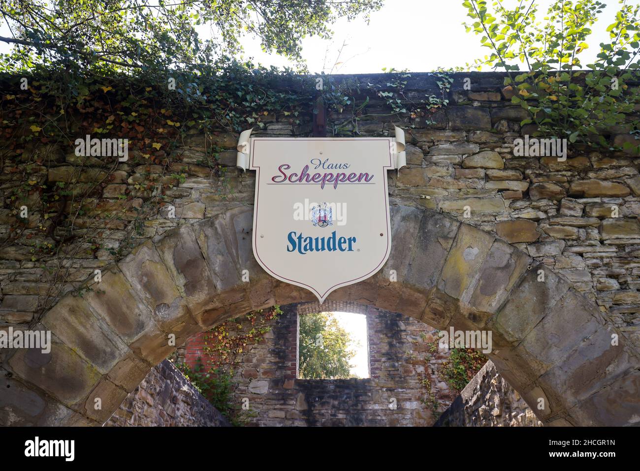 Essen, Ruhrgebiet, Nordrhein-Westfalen, Deutschland - Haus Scheppen am Baldeneysee. Das Haus Scheppen ist ein ehemaliger feudaler Adelsbesitz der Abtei Werden Stockfoto