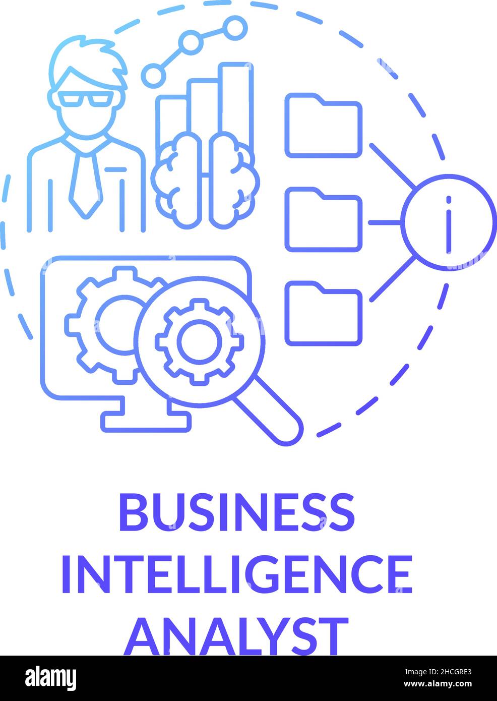 Blaues Symbol für das Konzept des Business Intelligence-Analysten Stock Vektor