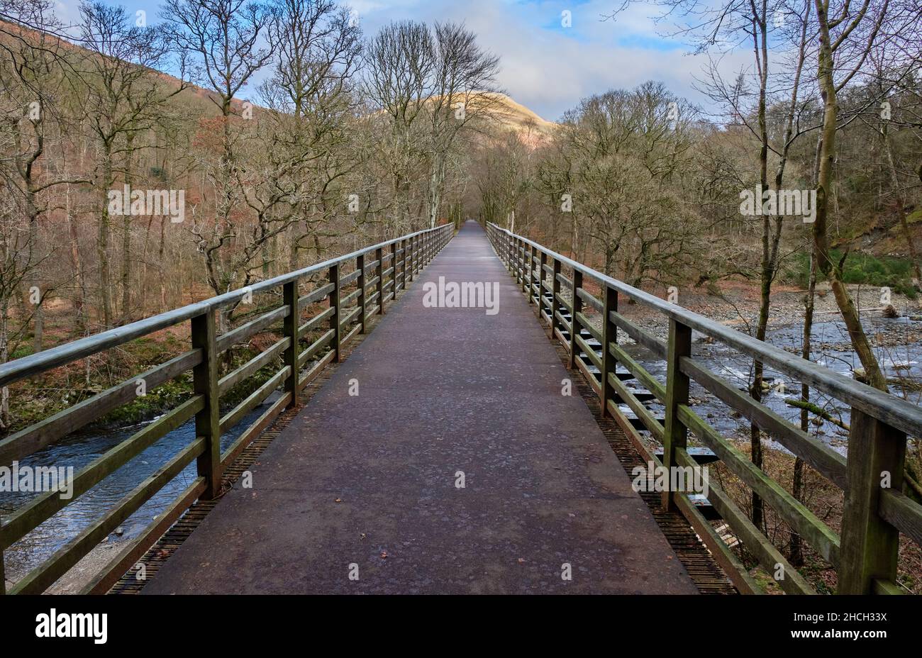 Die stillge Eisenbahnlinie zwischen Keswick und Threlkeld, Lake District, Cumbria Stockfoto