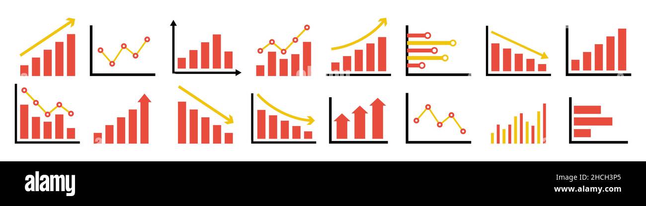 Business Graph Icon Set einfaches Design Stock Vektor