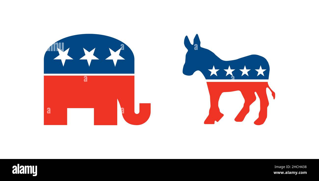 Logo der politischen Parteien in den Vereinigten Staaten Stock Vektor