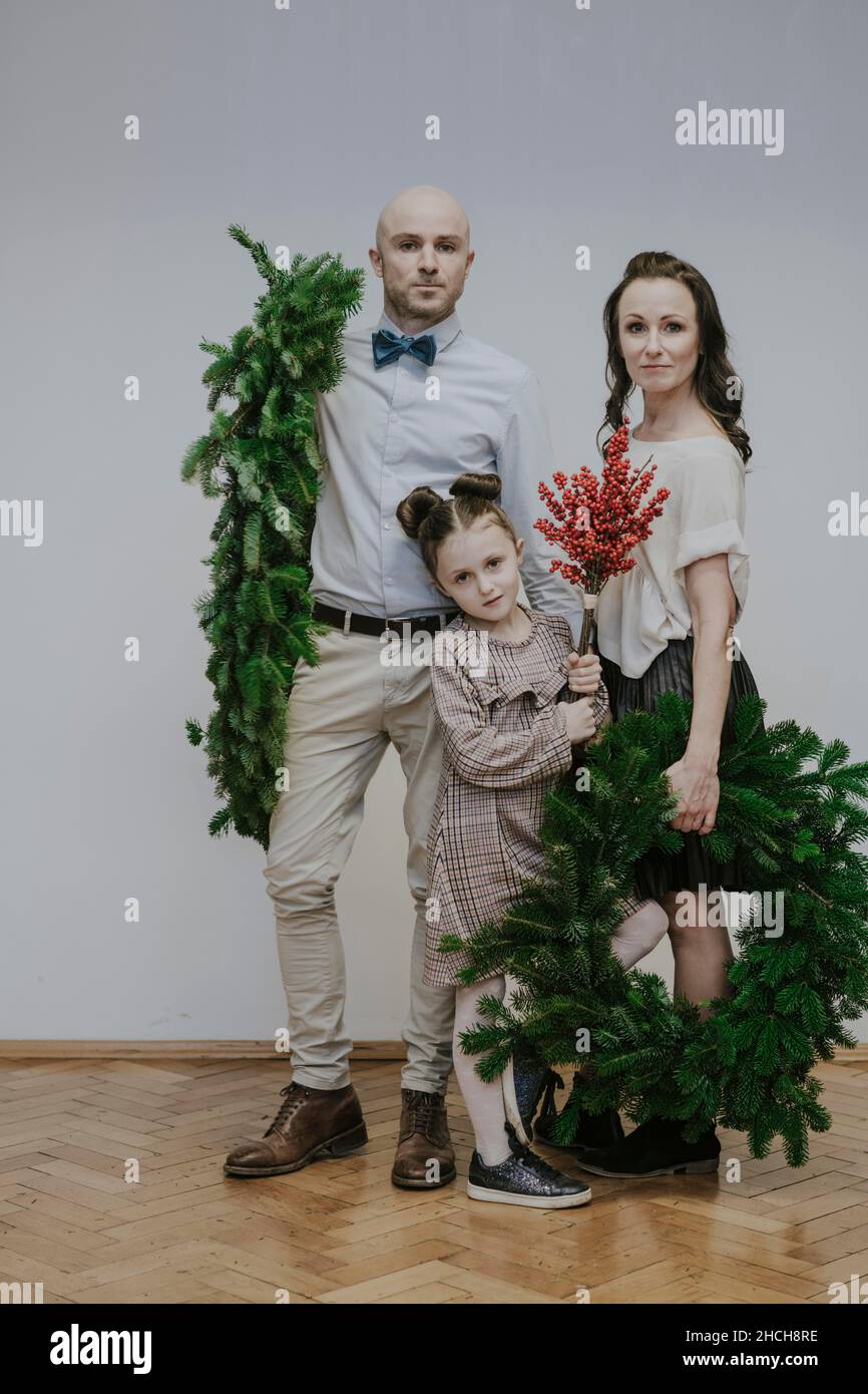 Weihnachtsfoto der Familie Stockfoto