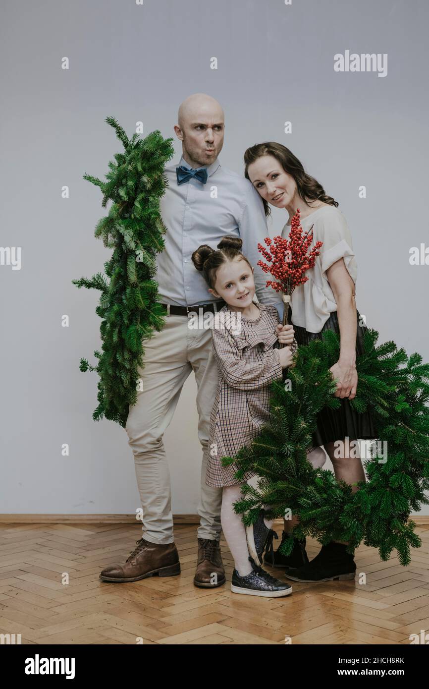 Weihnachtsfoto der Familie Stockfoto