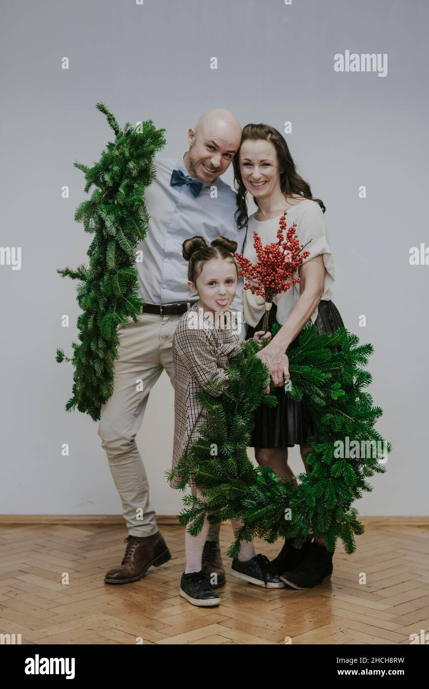 Weihnachtsfoto der Familie Stockfoto