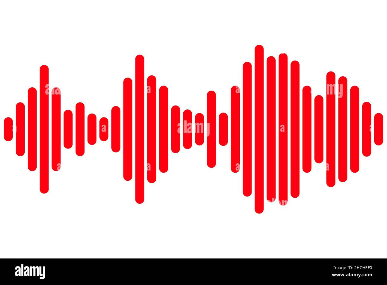 Equalizer-musikalische Schallwelle auf weißem Hintergrund isoliert. Vektorgrafik. Stock Vektor