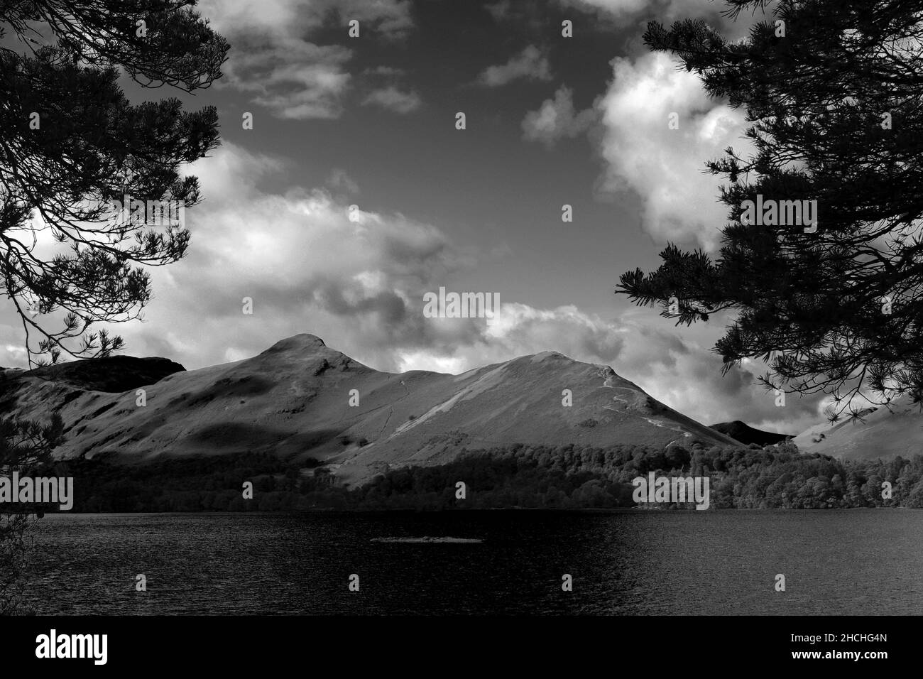 Sommerblick über Cat Bells Fell, Derwentwater, Keswick Town, Cumbria, Lake District National Park, England, Großbritannien Stockfoto