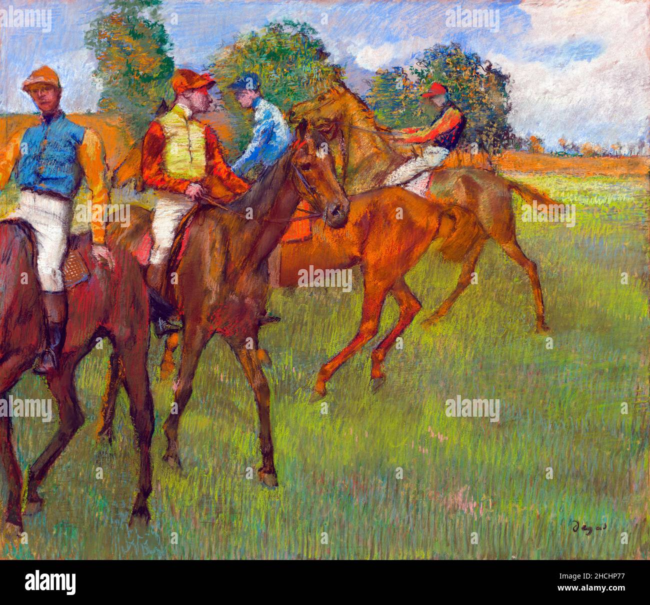 Vor dem Rennen (1887-1889) Gemälde in hoher Auflösung von dem berühmten Edgar Degas. Stockfoto