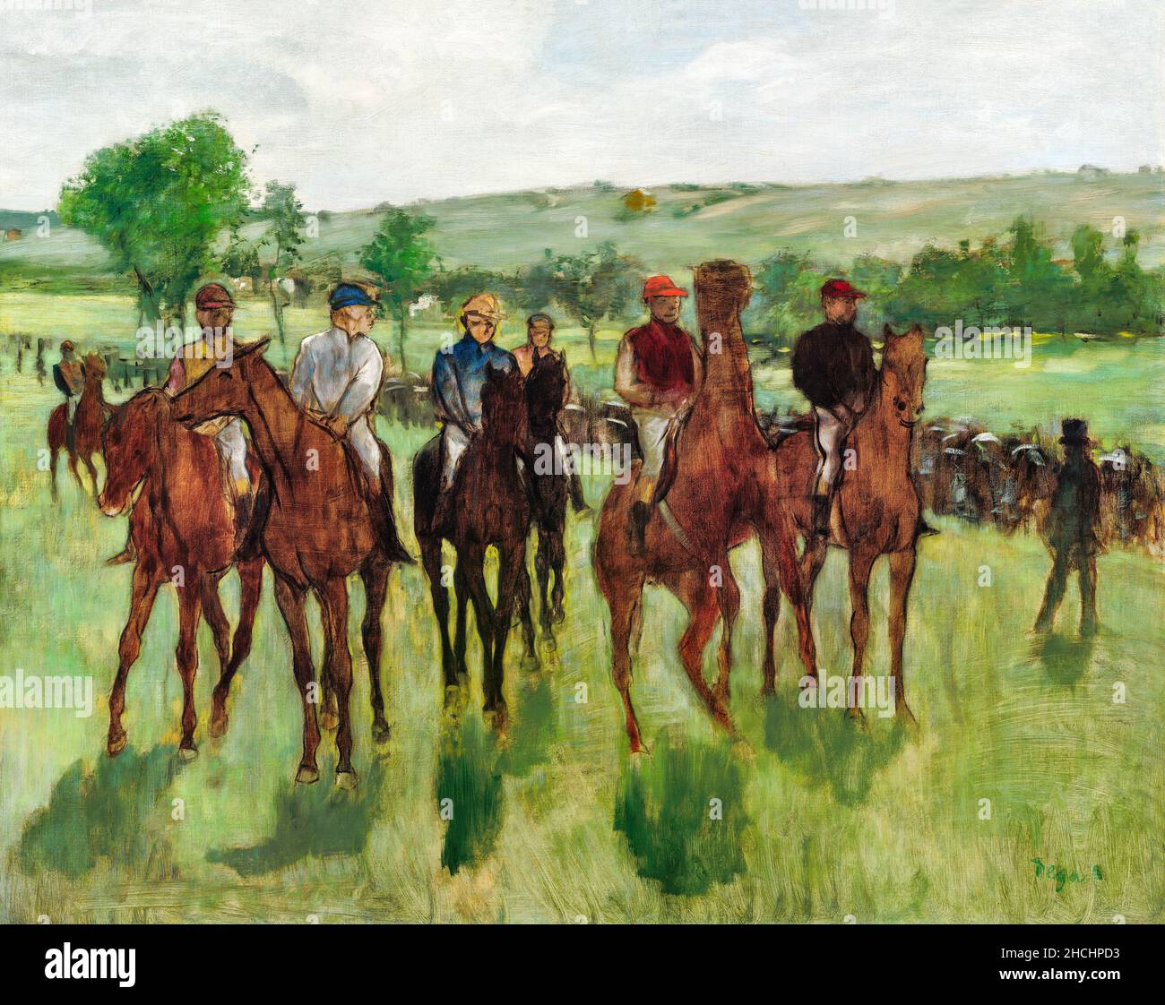 Die Fahrer (ca. 1885) Gemälde in hoher Auflösung von Edgar Degas. Stockfoto