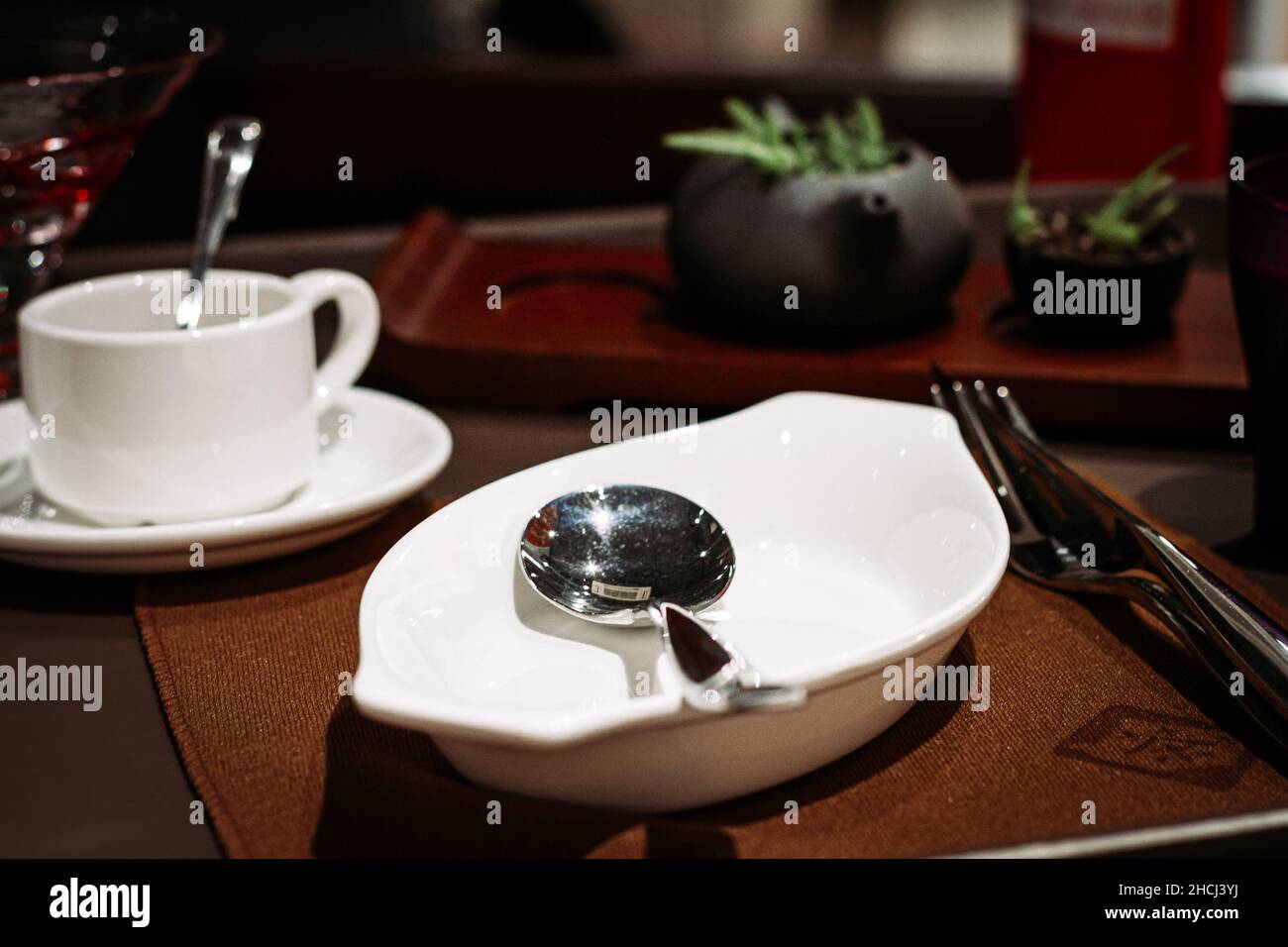 Nahaufnahme des Teetisches Stockfoto