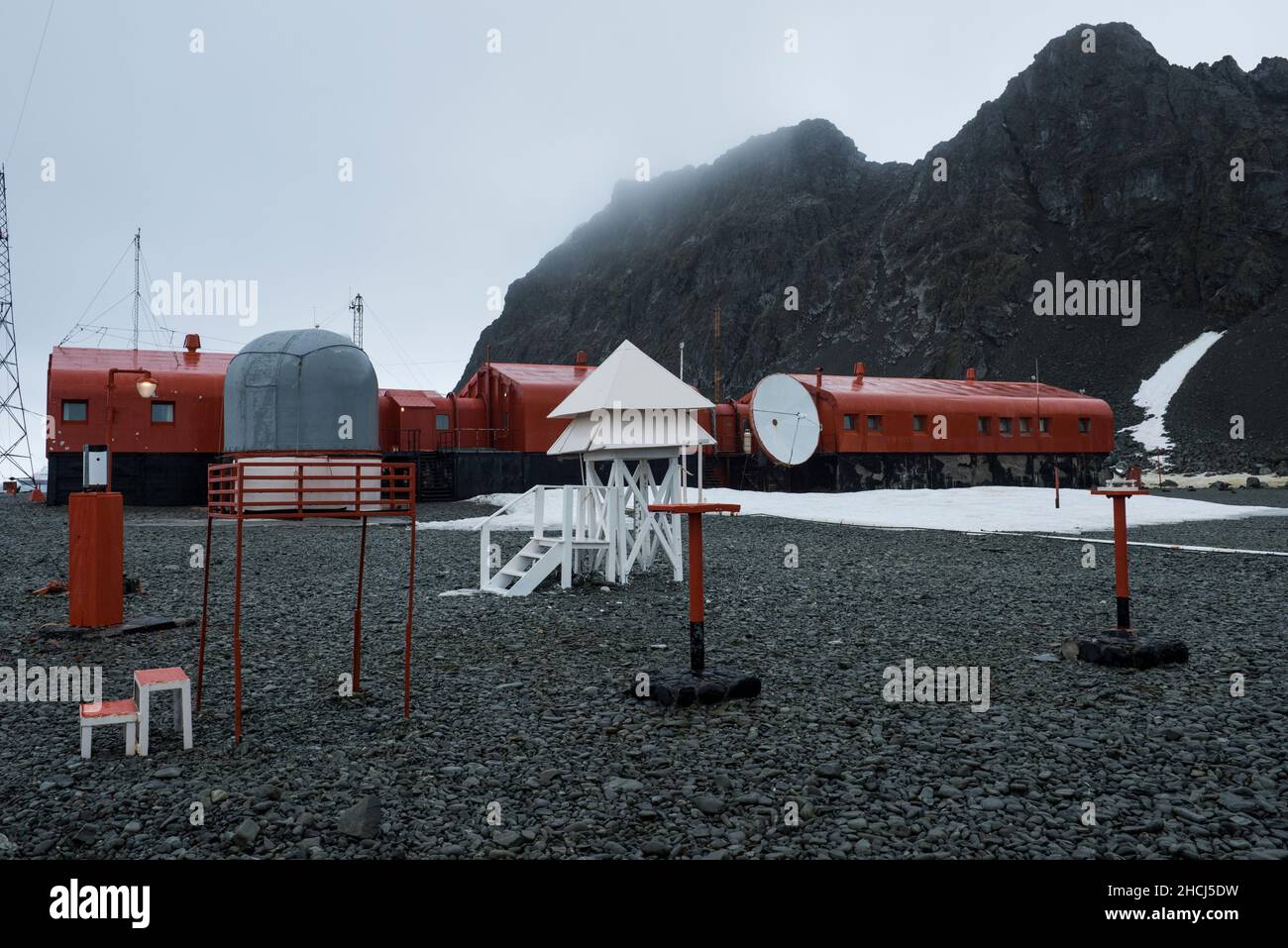 Antarktis, Südliche Orkney-Inseln, Laurie Island, Orcadas Station. Argentinische wissenschaftliche Forschungsstation, die älteste der Antarktischen Stationen. Stockfoto