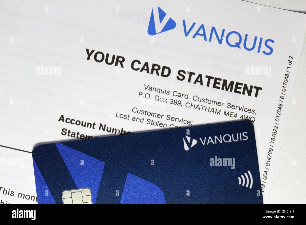 Vanquis Kreditkartenabrechnung Stockfoto