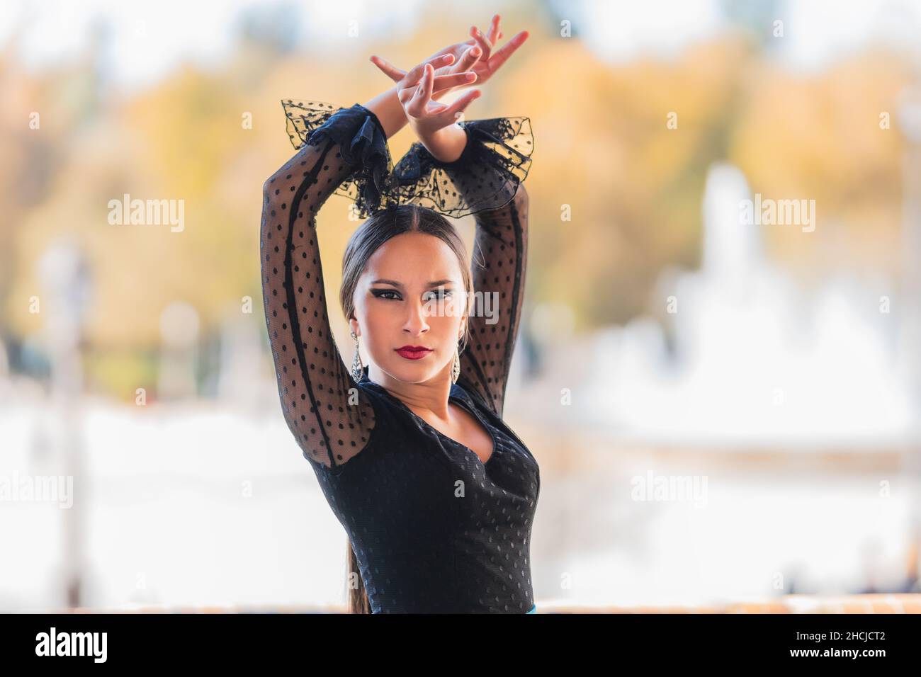 Porträt einer Frau, die Flamenco tanzt Stockfoto